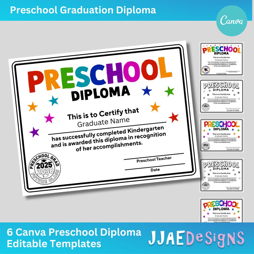 Preschool Diploma Canva Template