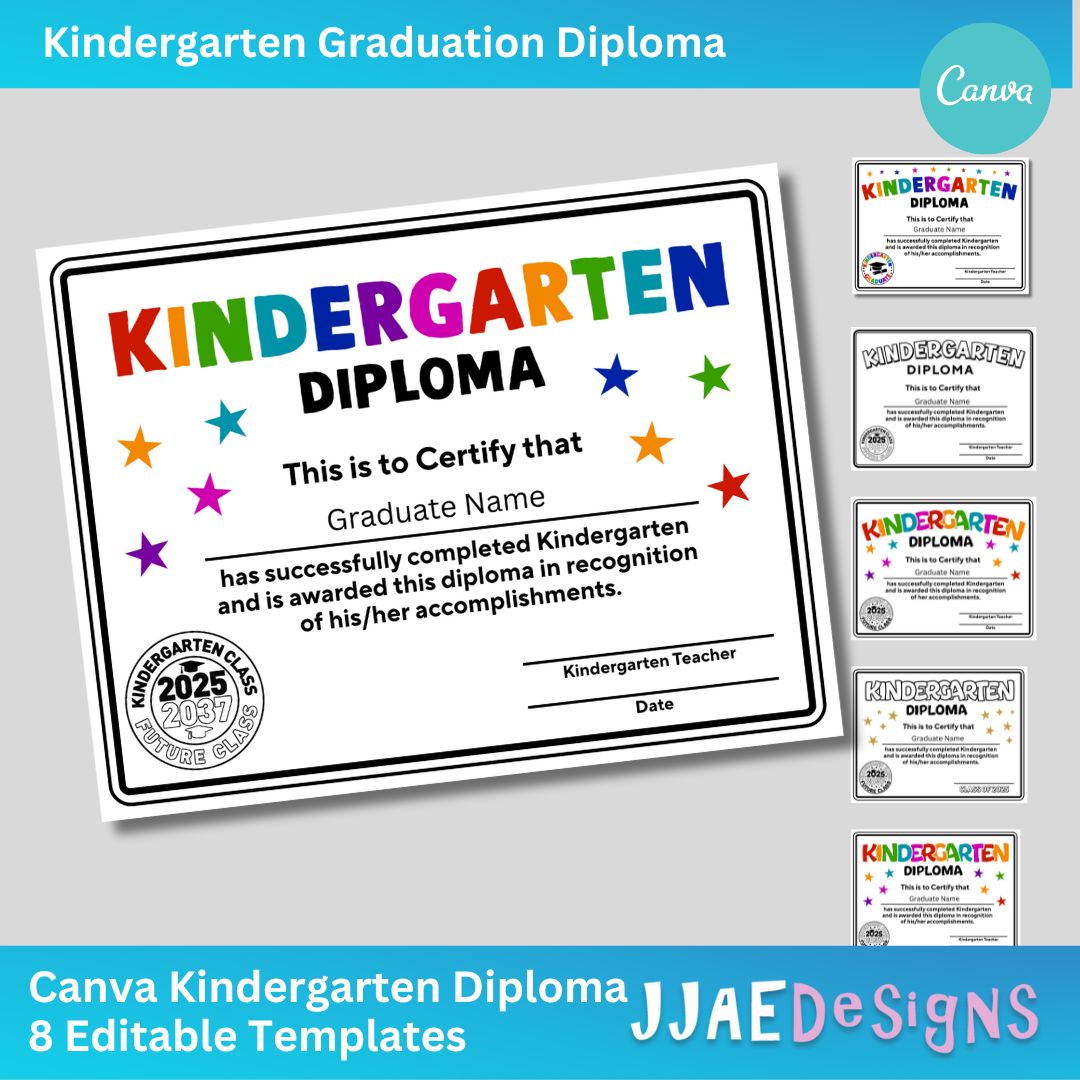 Kindergarten Diploma Canva Template