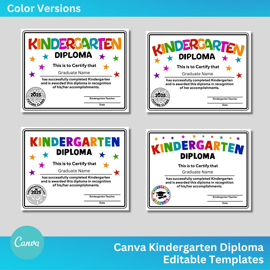 Kindergarten Diploma Canva Template