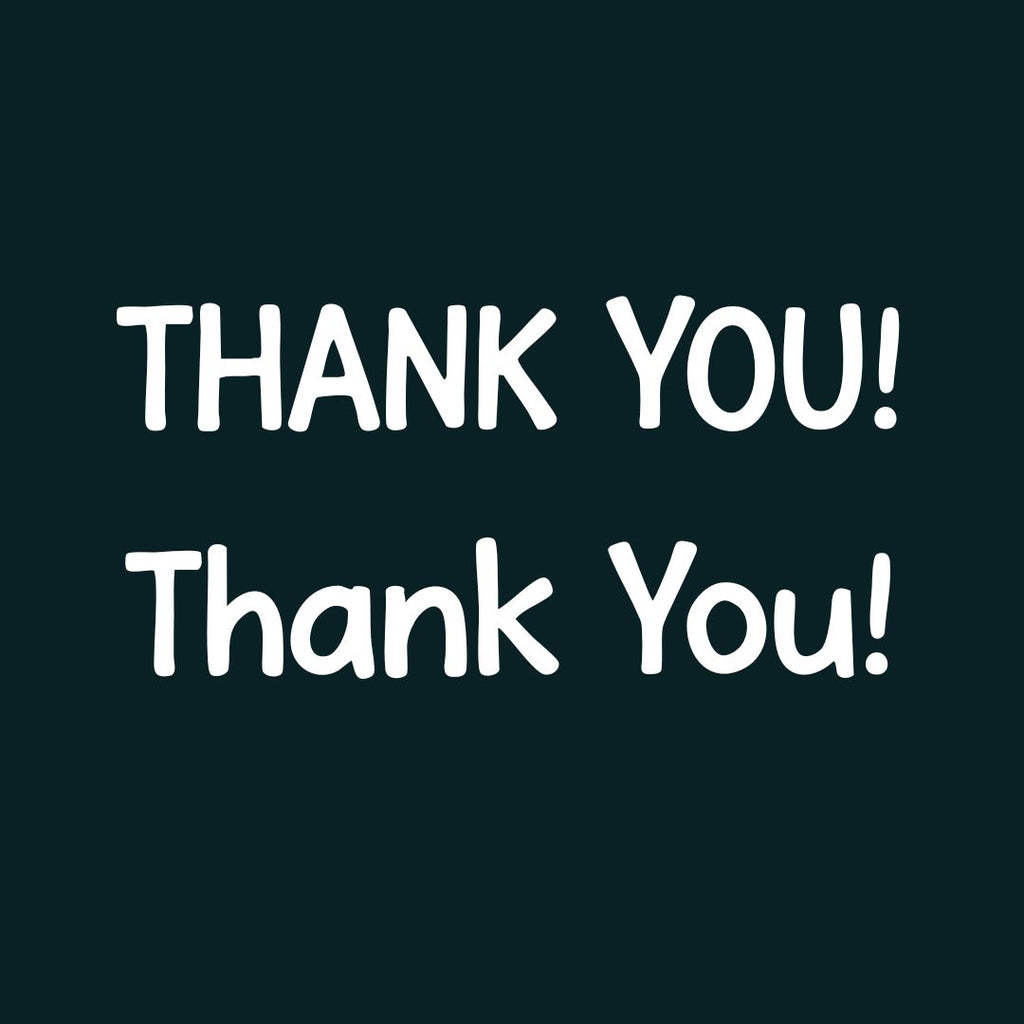 Two instances of 'THANK YOU!' text on a black background