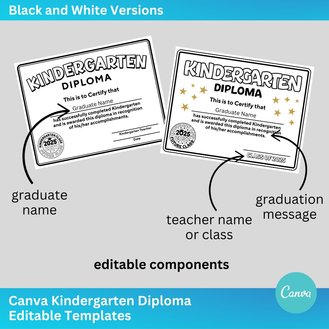 Kindergarten Diploma Canva Template