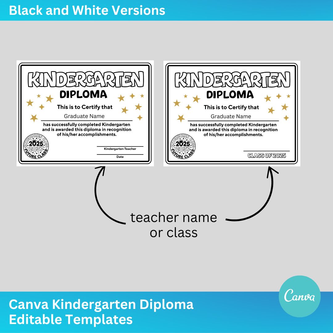 Kindergarten Diploma Canva Template