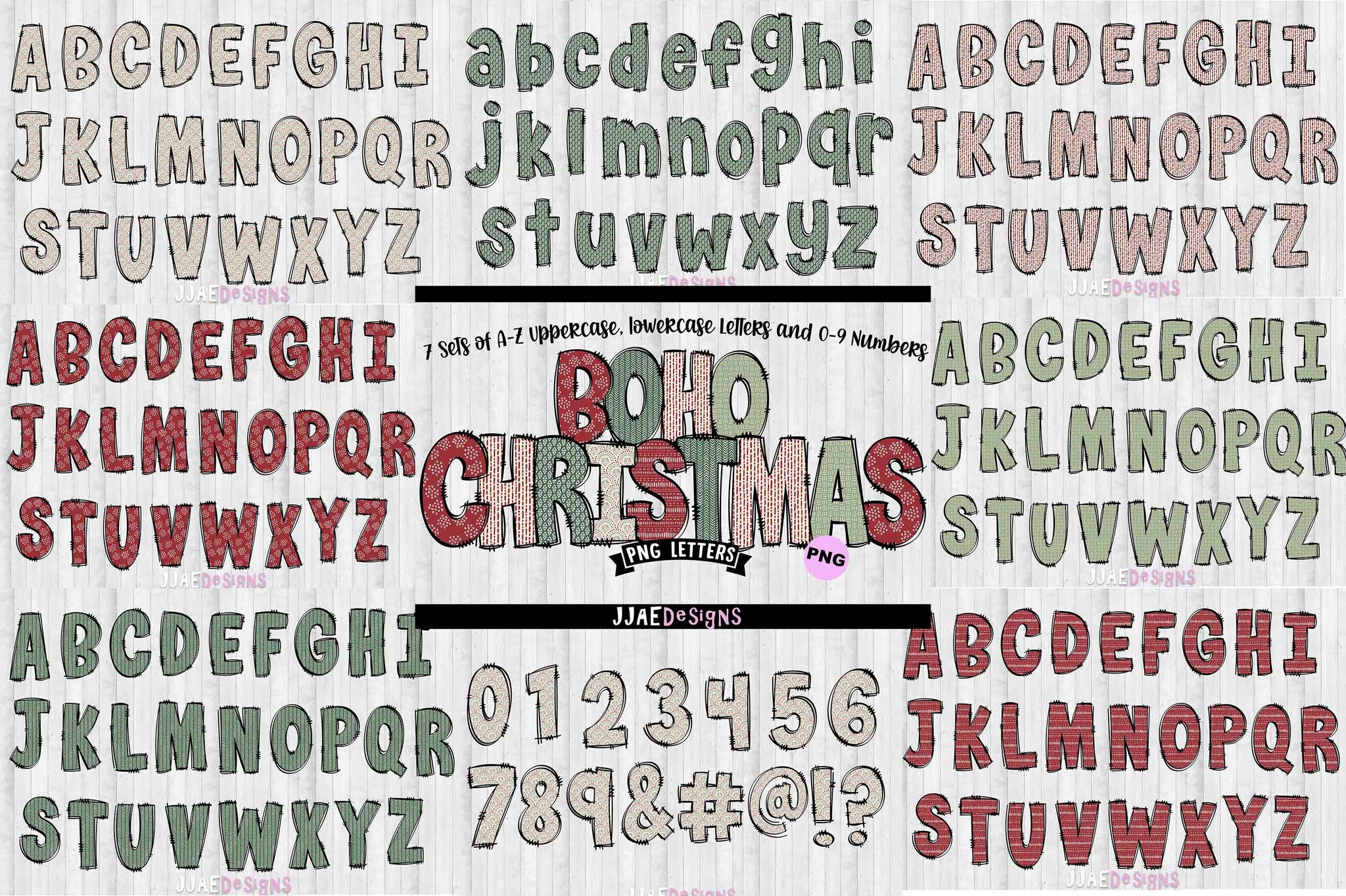 Boho Christmas PNG Letters