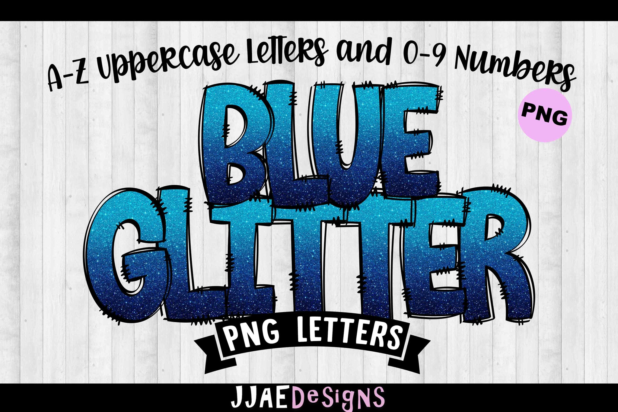 Blue Ombre Glitter PNG Letters