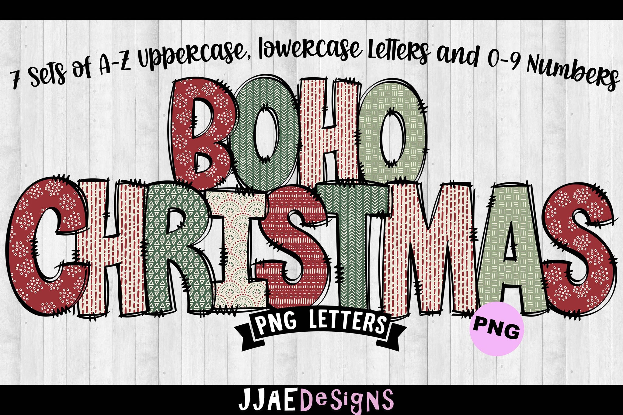 Boho Christmas PNG Letters