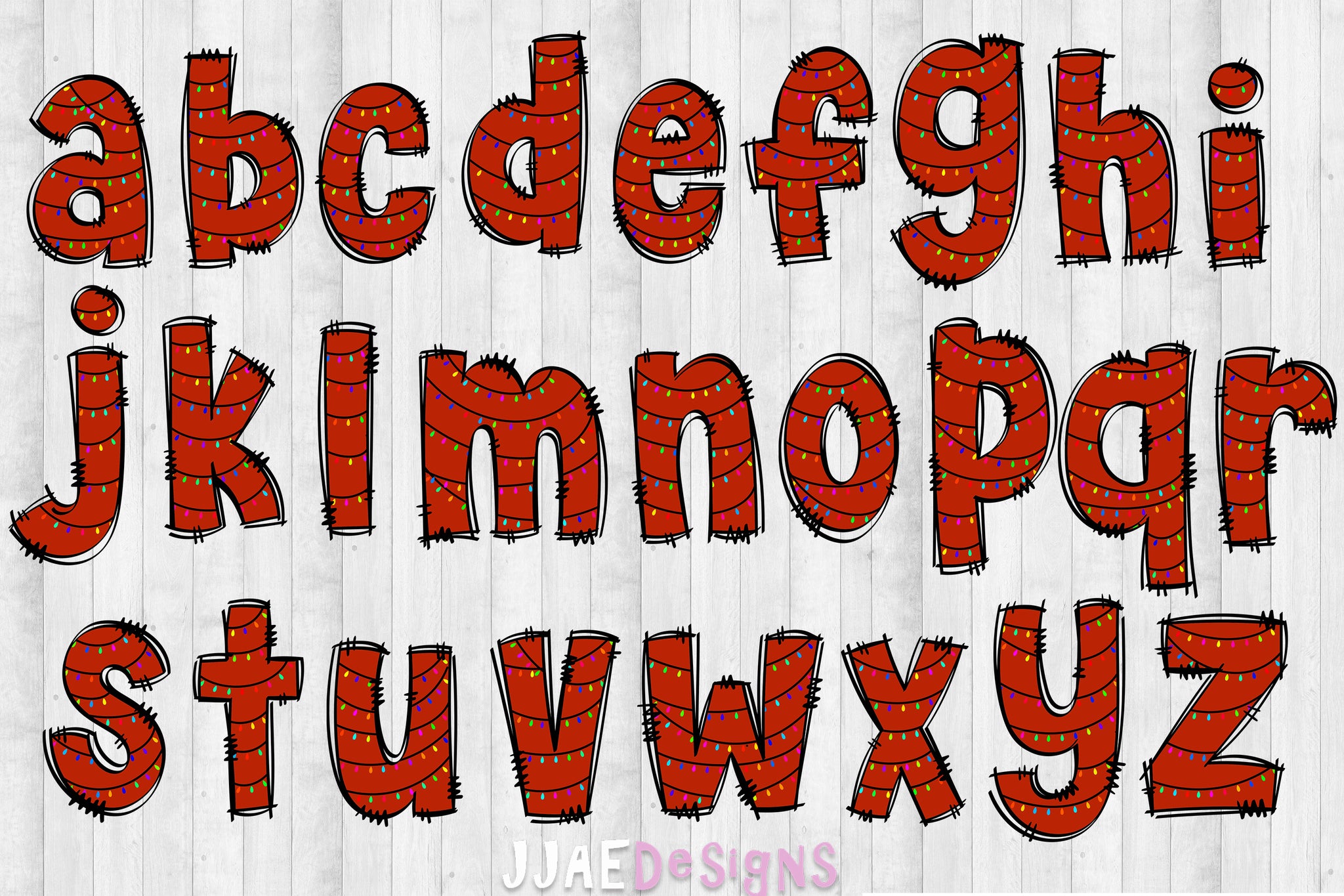 Christmas Lights PNG Letters (red)