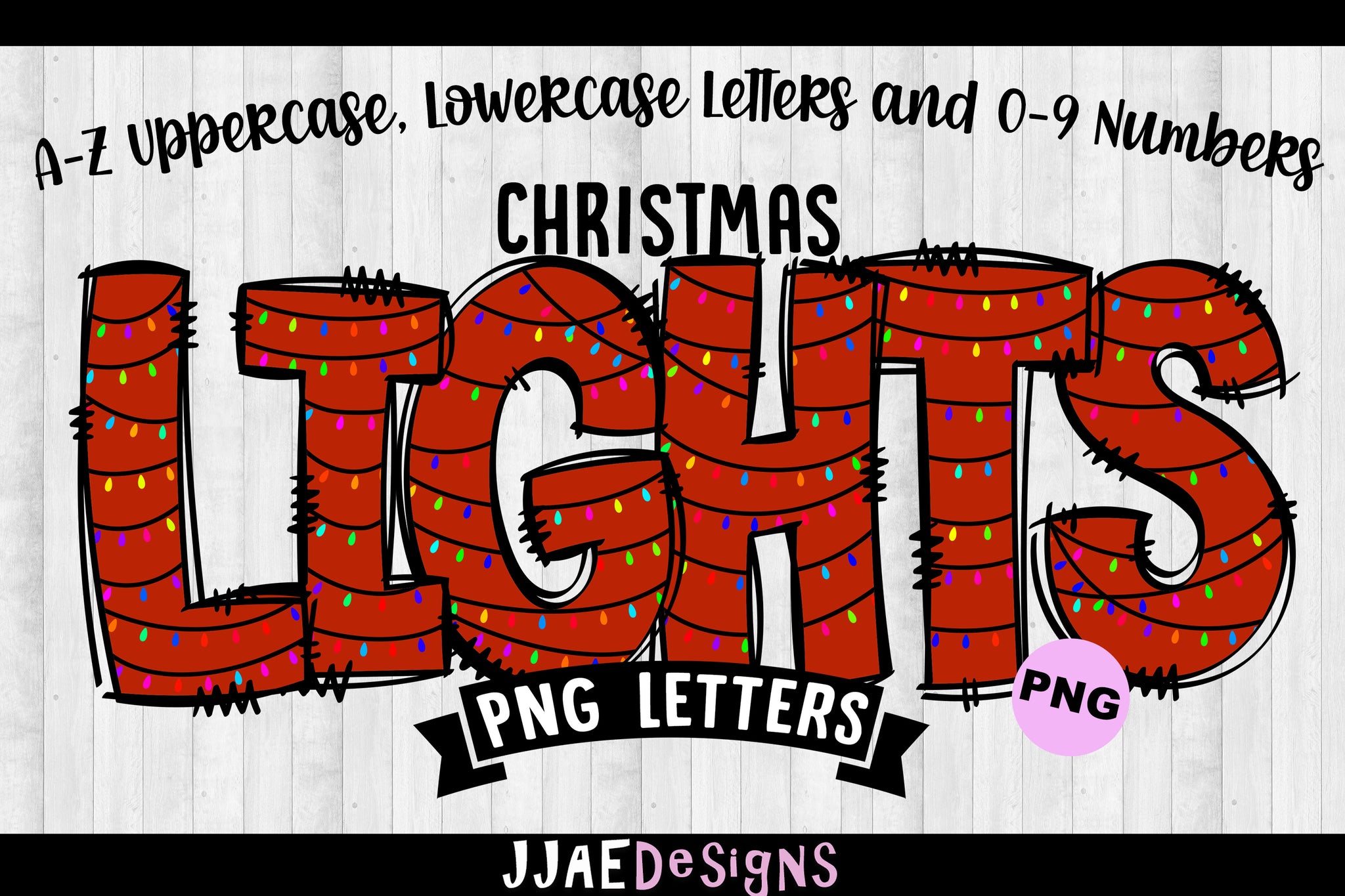 Christmas Lights PNG Letters (red)