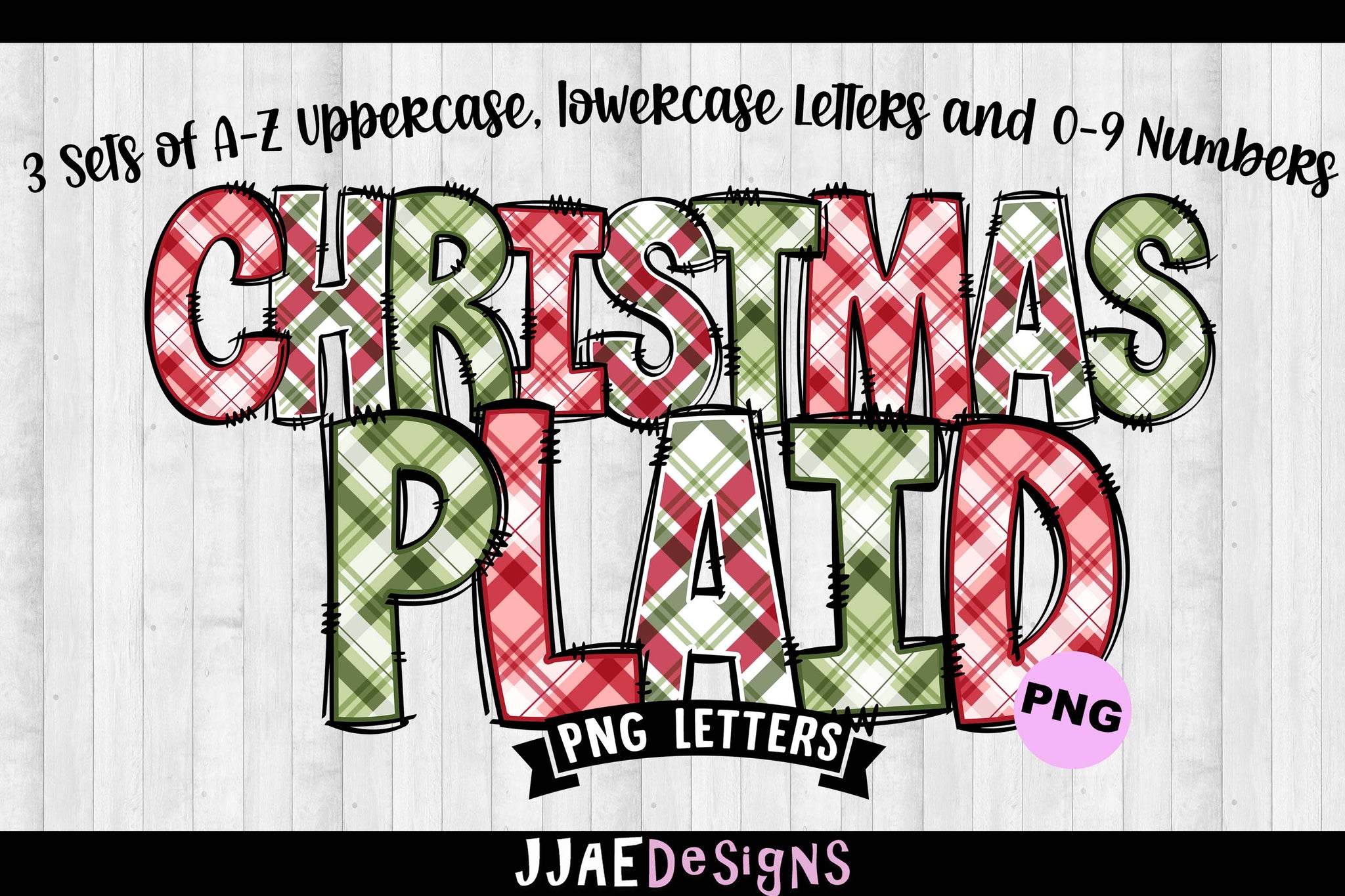 Christmas Plaid PNG Letters