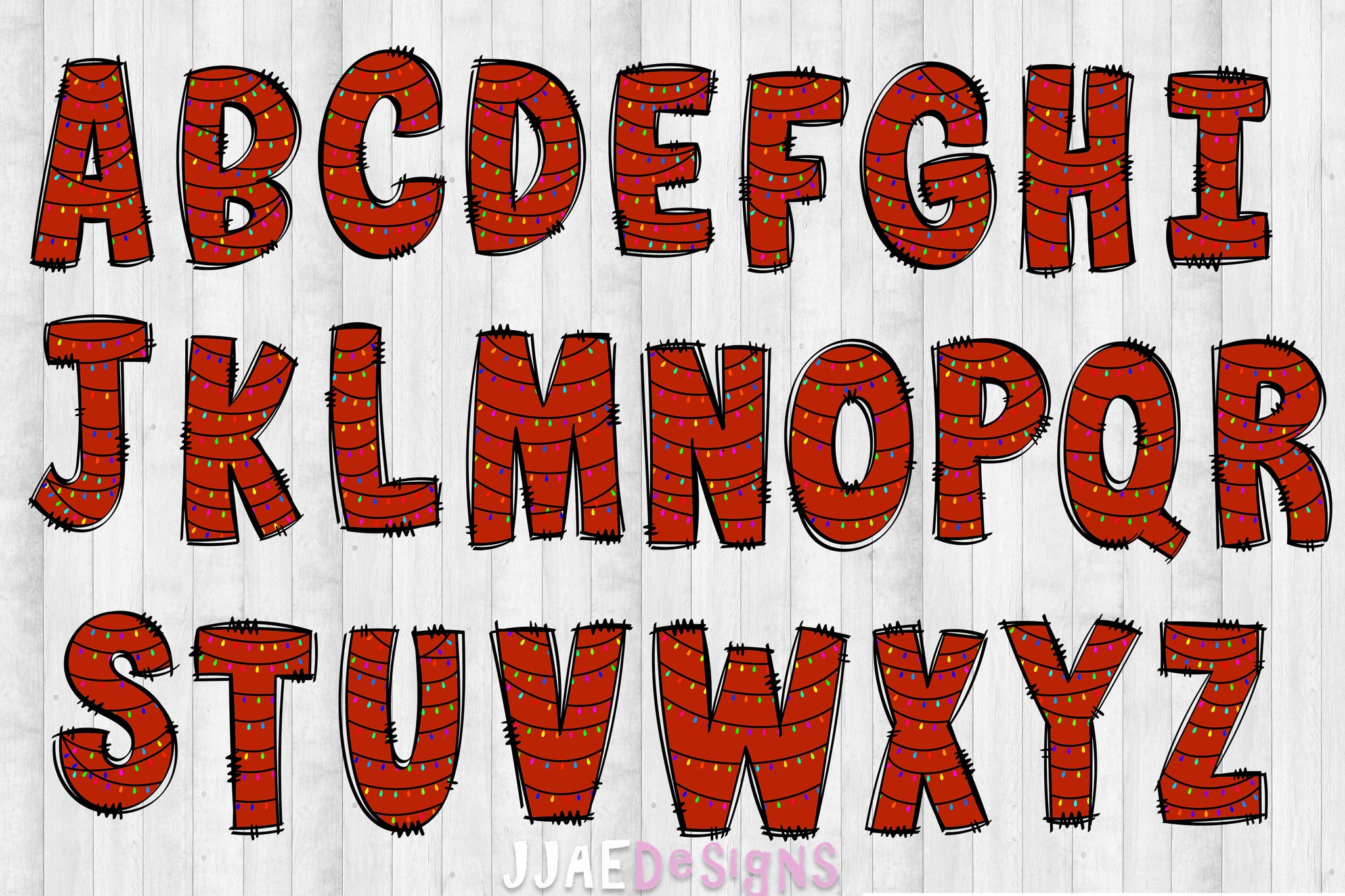 Christmas Lights PNG Letters (red)