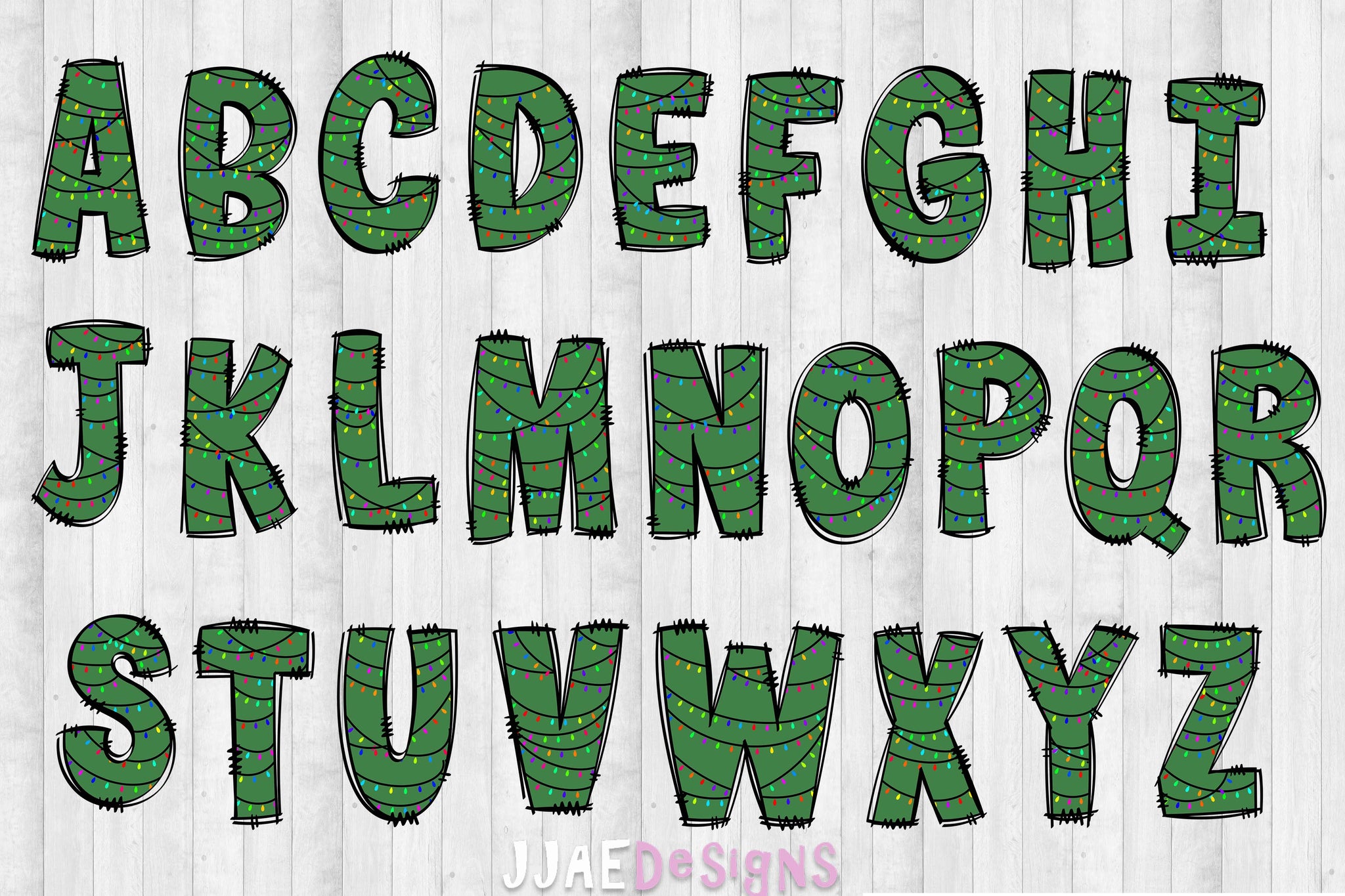 Christmas Lights PNG Letters