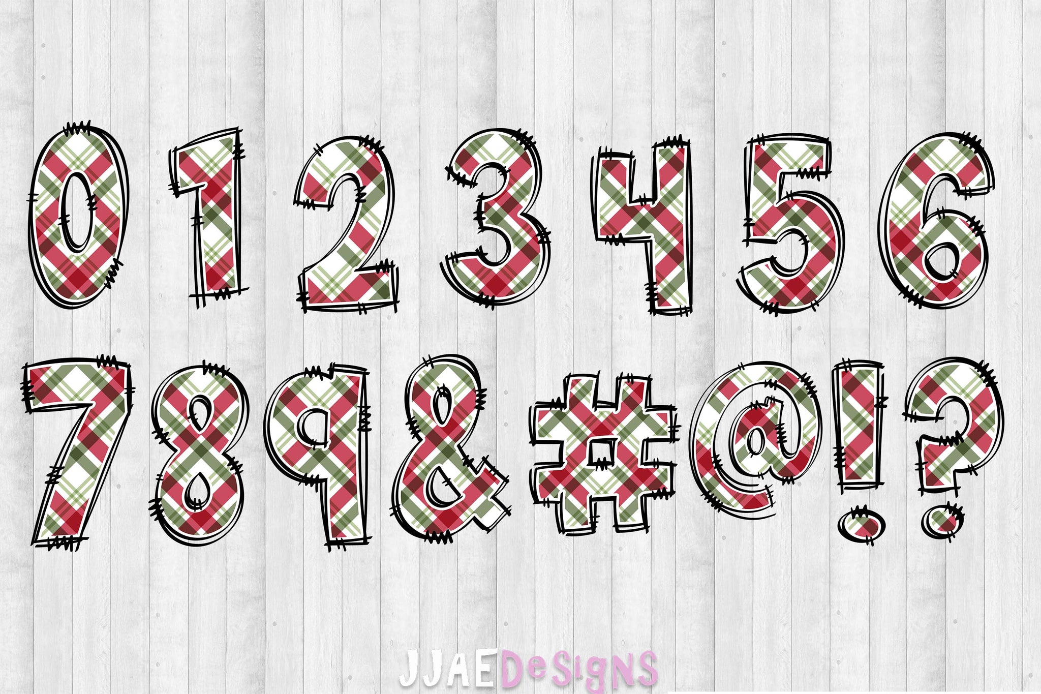 Christmas Plaid PNG Letters