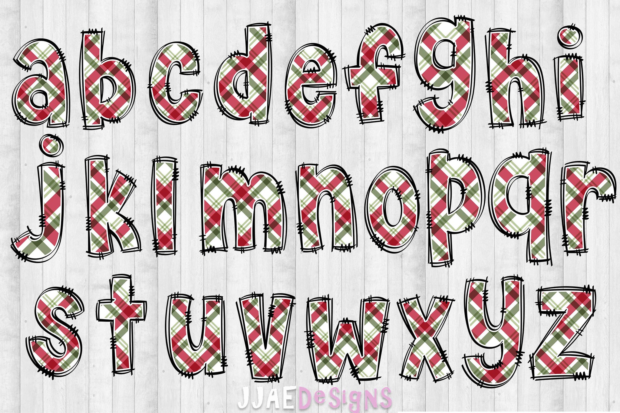 Christmas Plaid PNG Letters