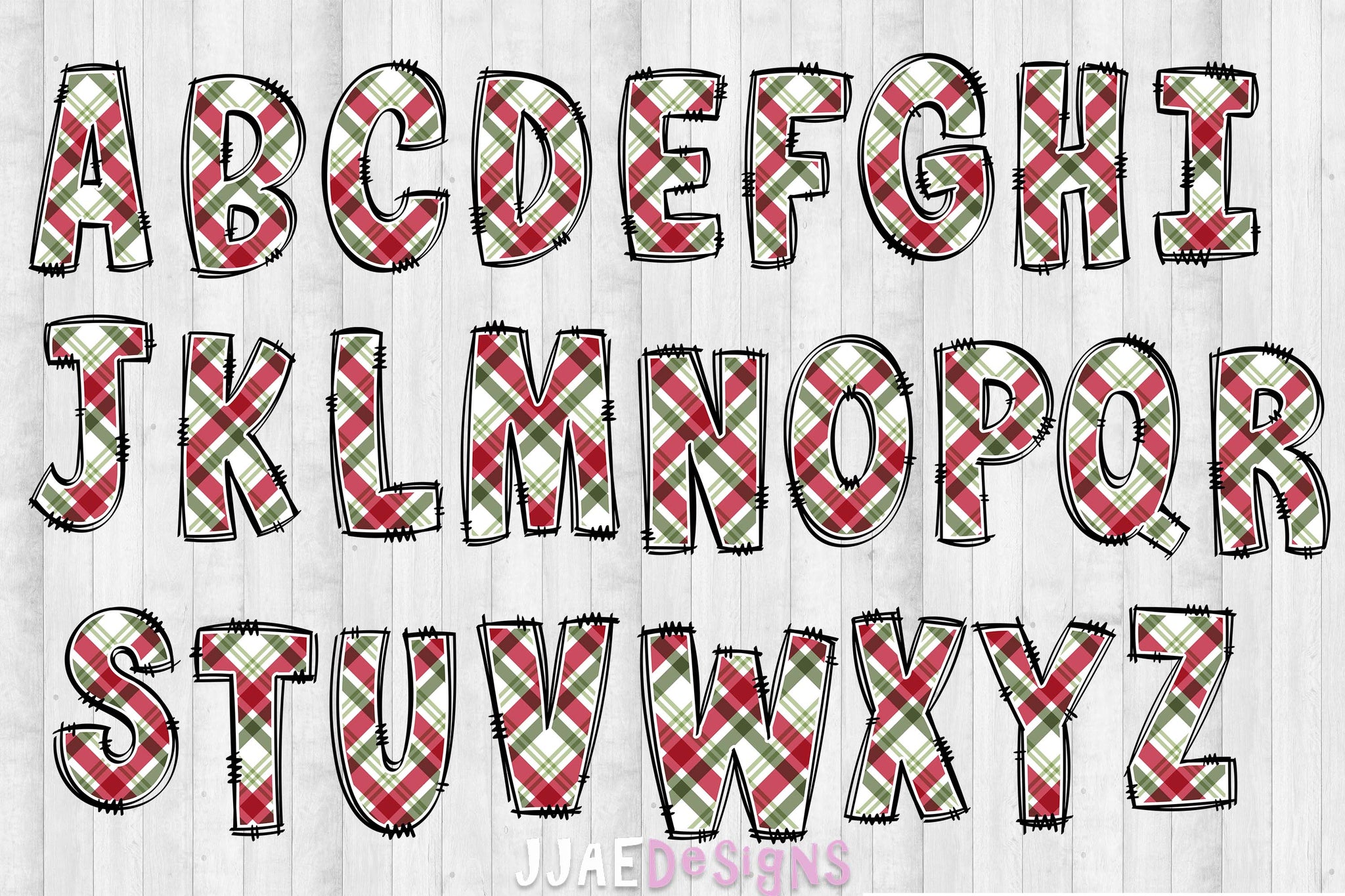 Christmas Plaid PNG Letters