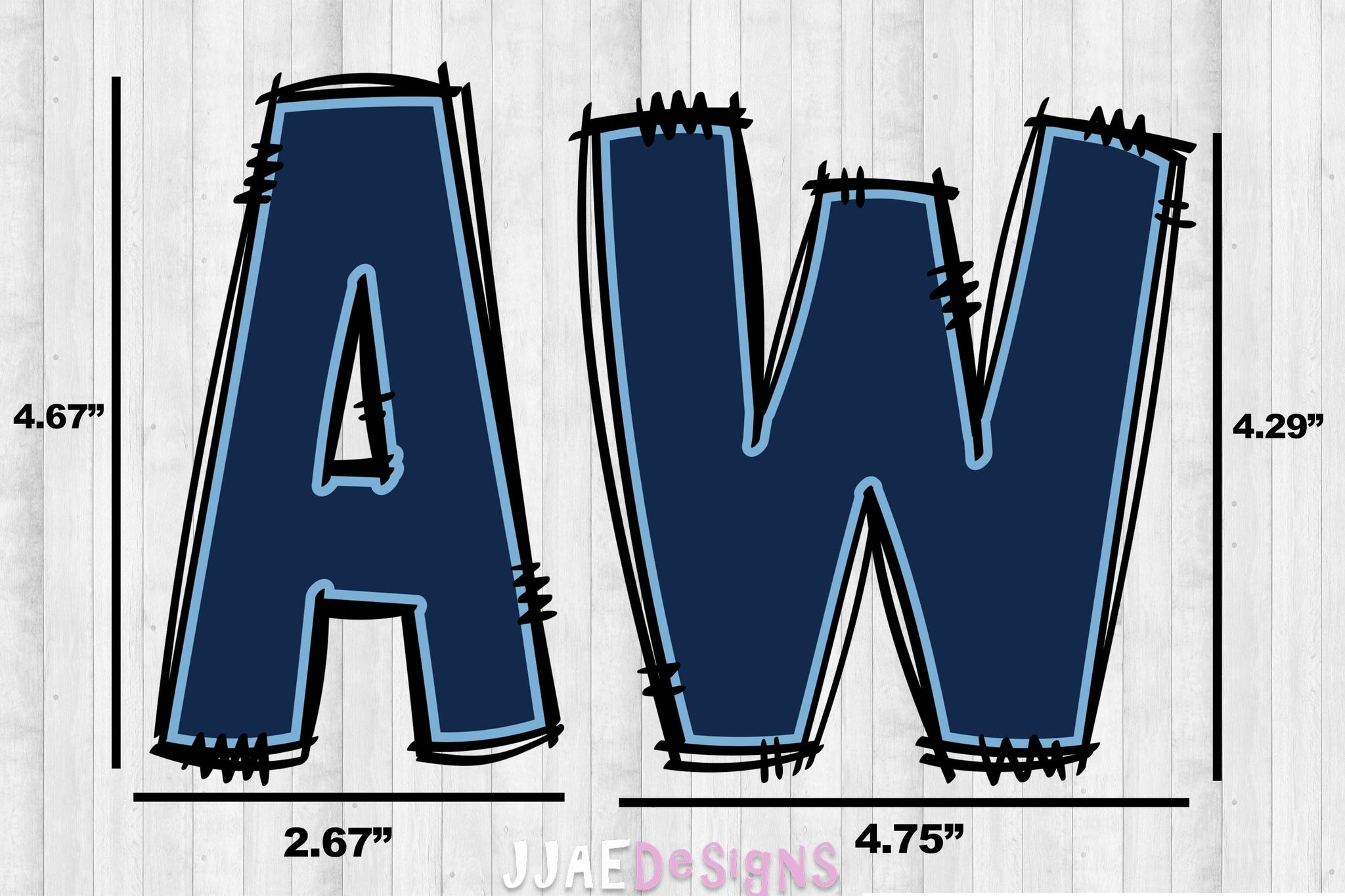 Light Blue & Navy Blue PNG Letters