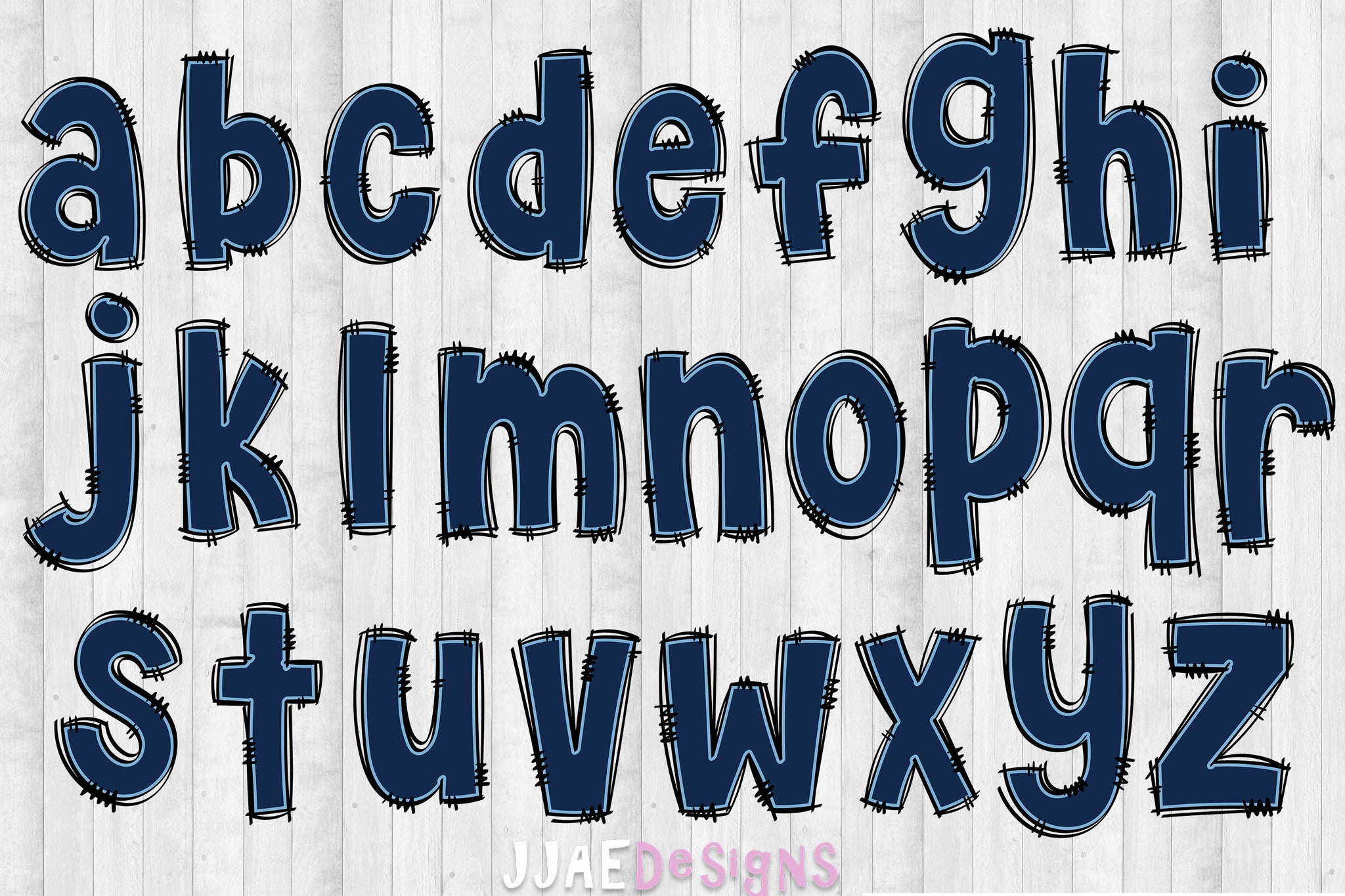 Light Blue & Navy Blue PNG Letters