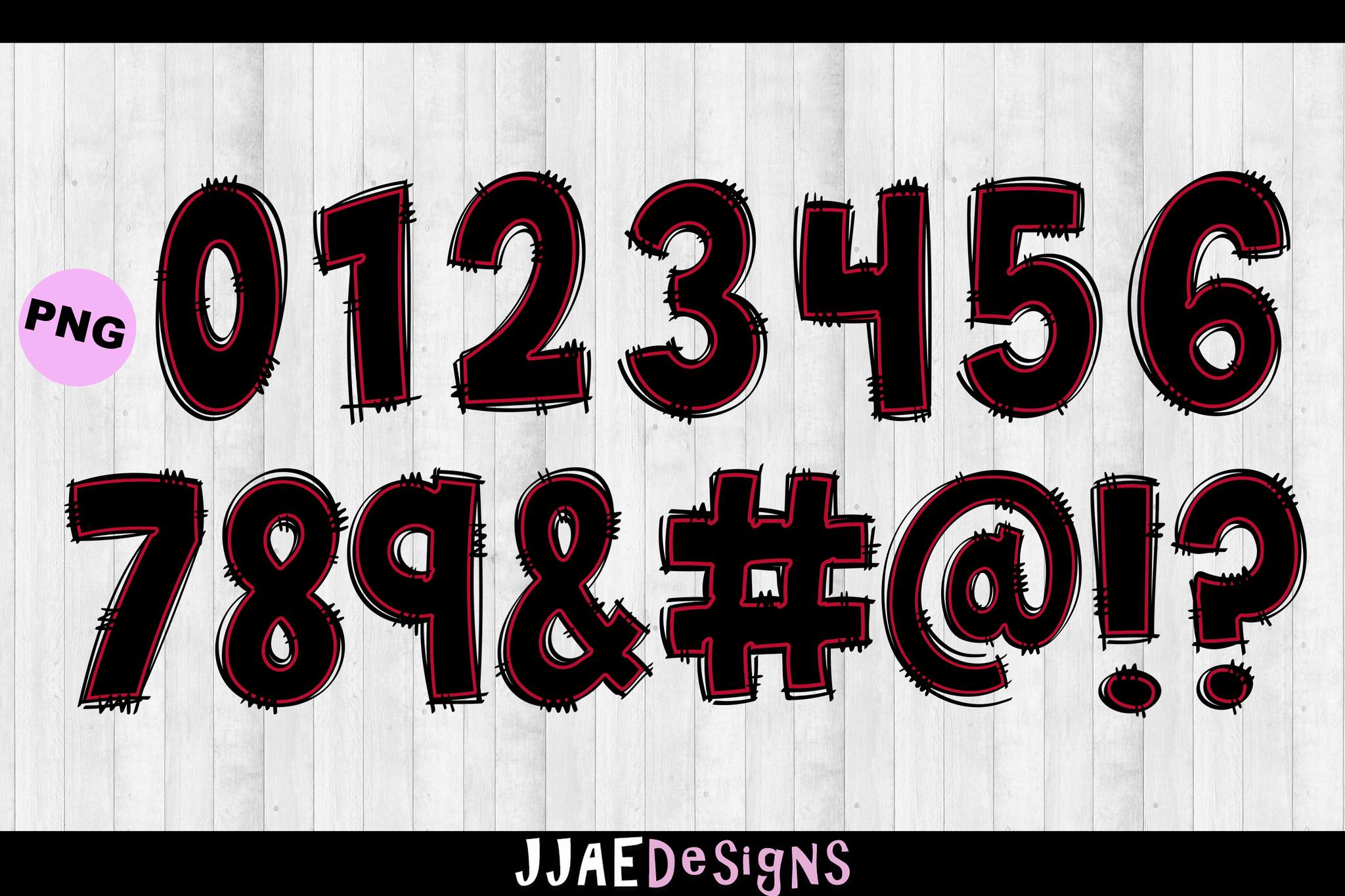 Red & Black PNG Letters
