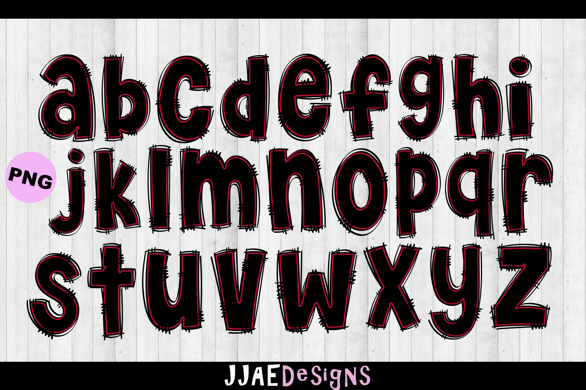 Red & Black PNG Letters