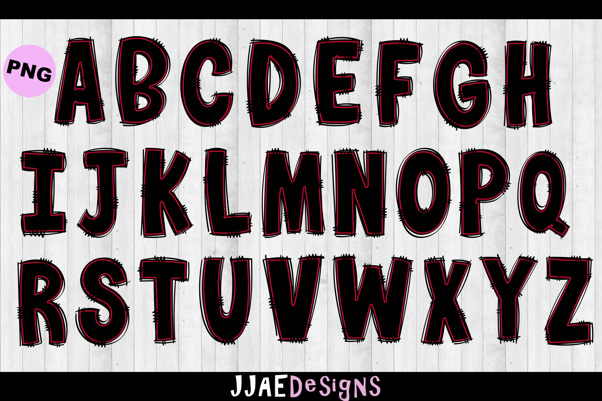 Red & Black PNG Letters