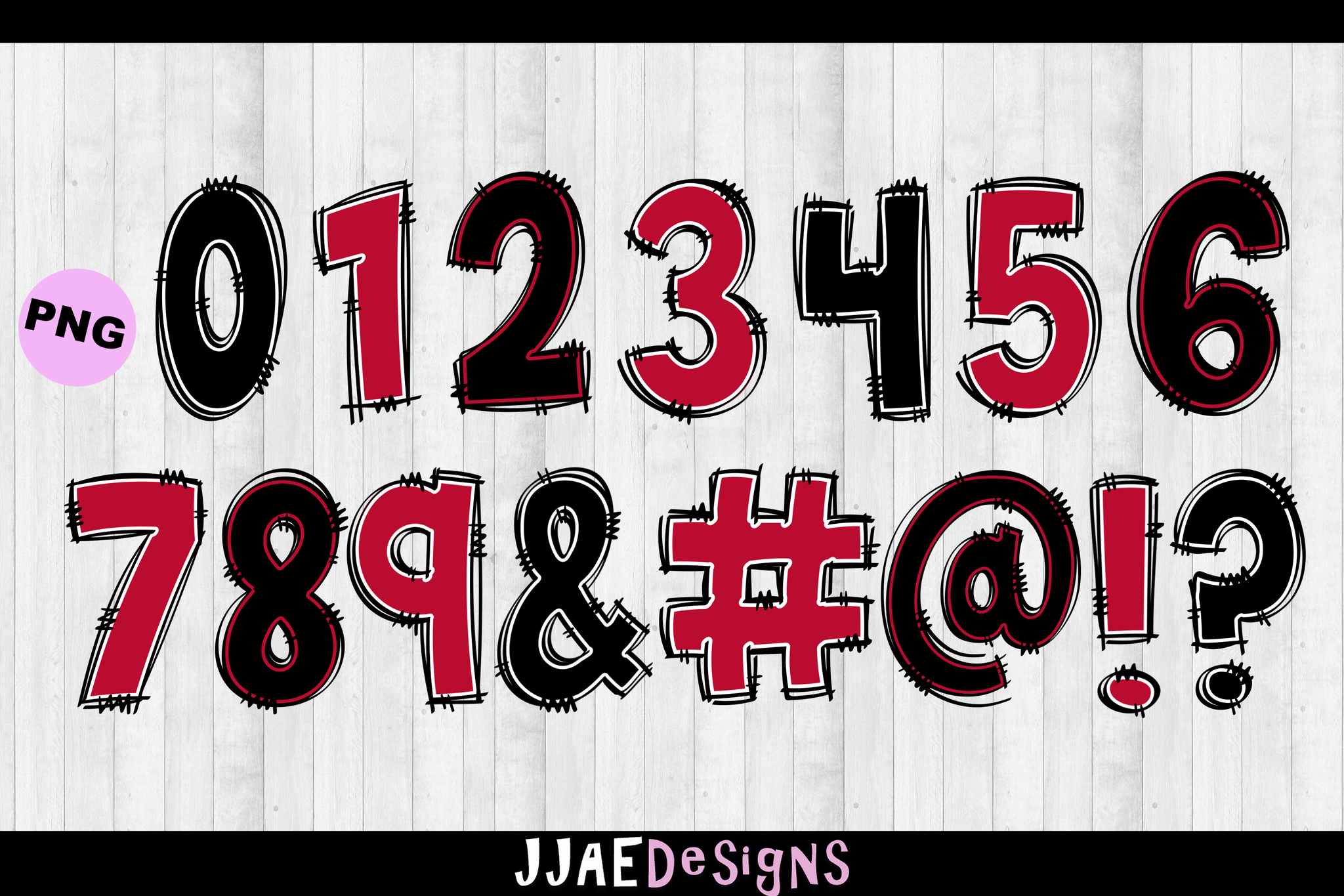 Red & Black PNG Letters
