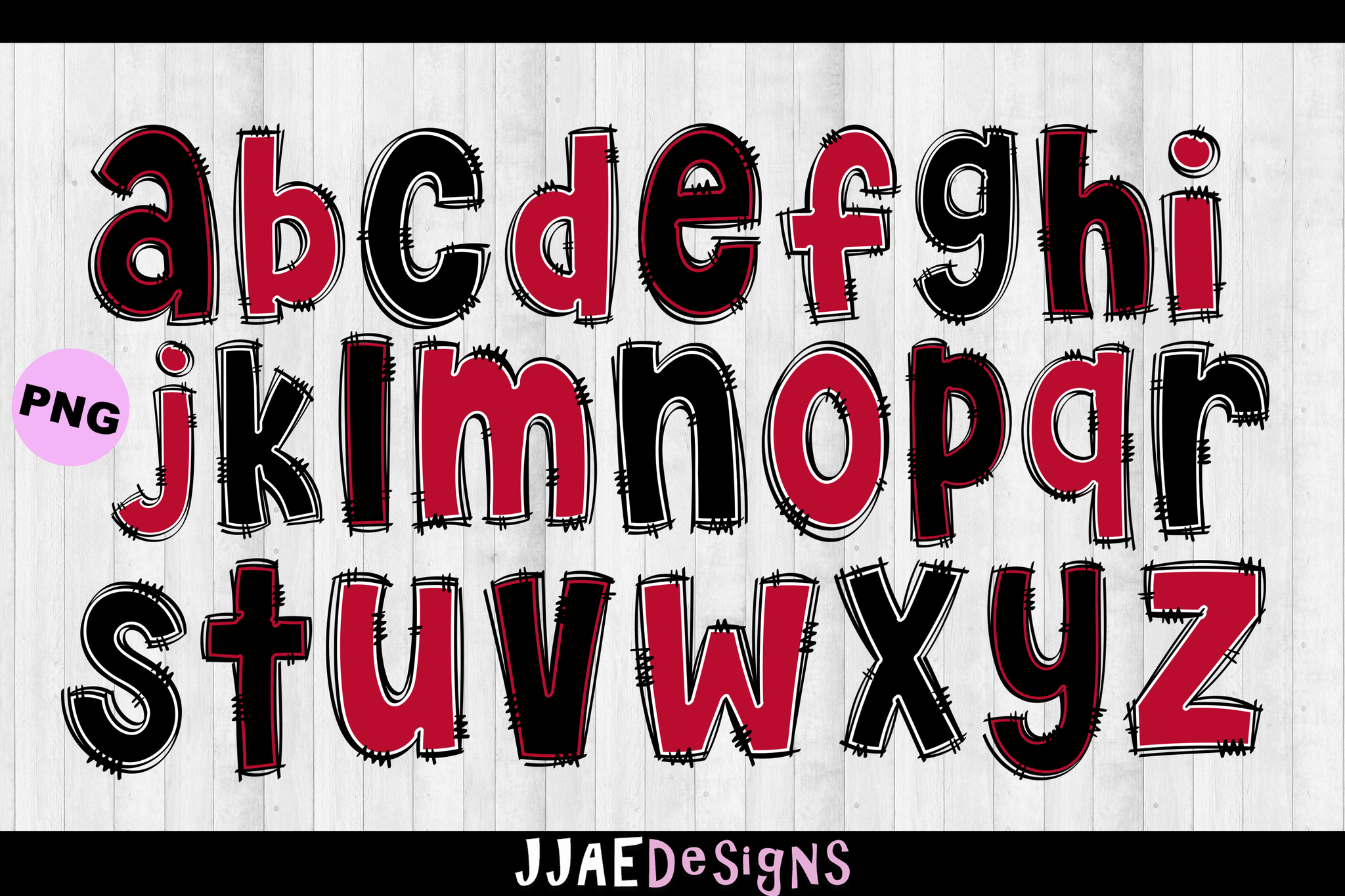 Red & Black PNG Letters