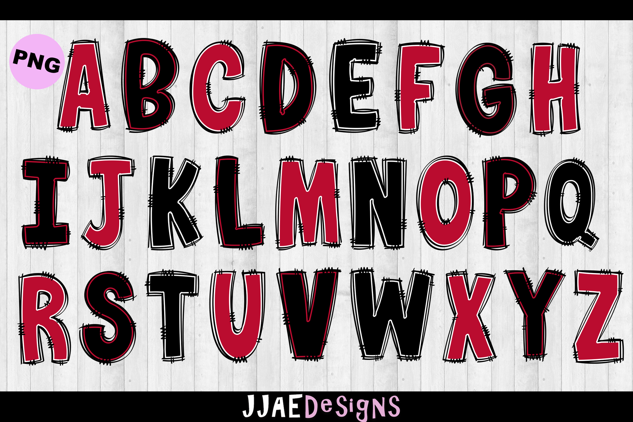Red & Black PNG Letters