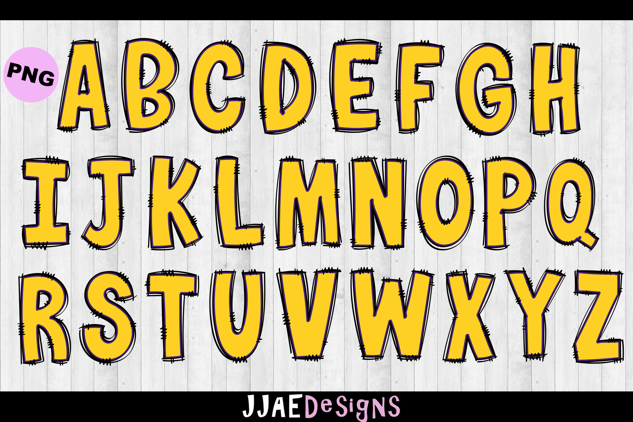 Purple & Gold PNG Letters