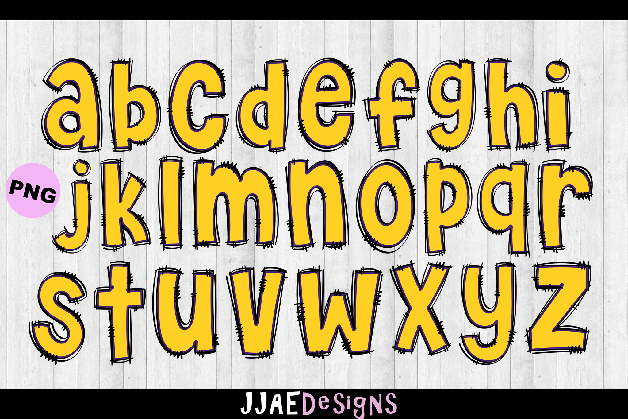 Purple & Gold PNG Letters