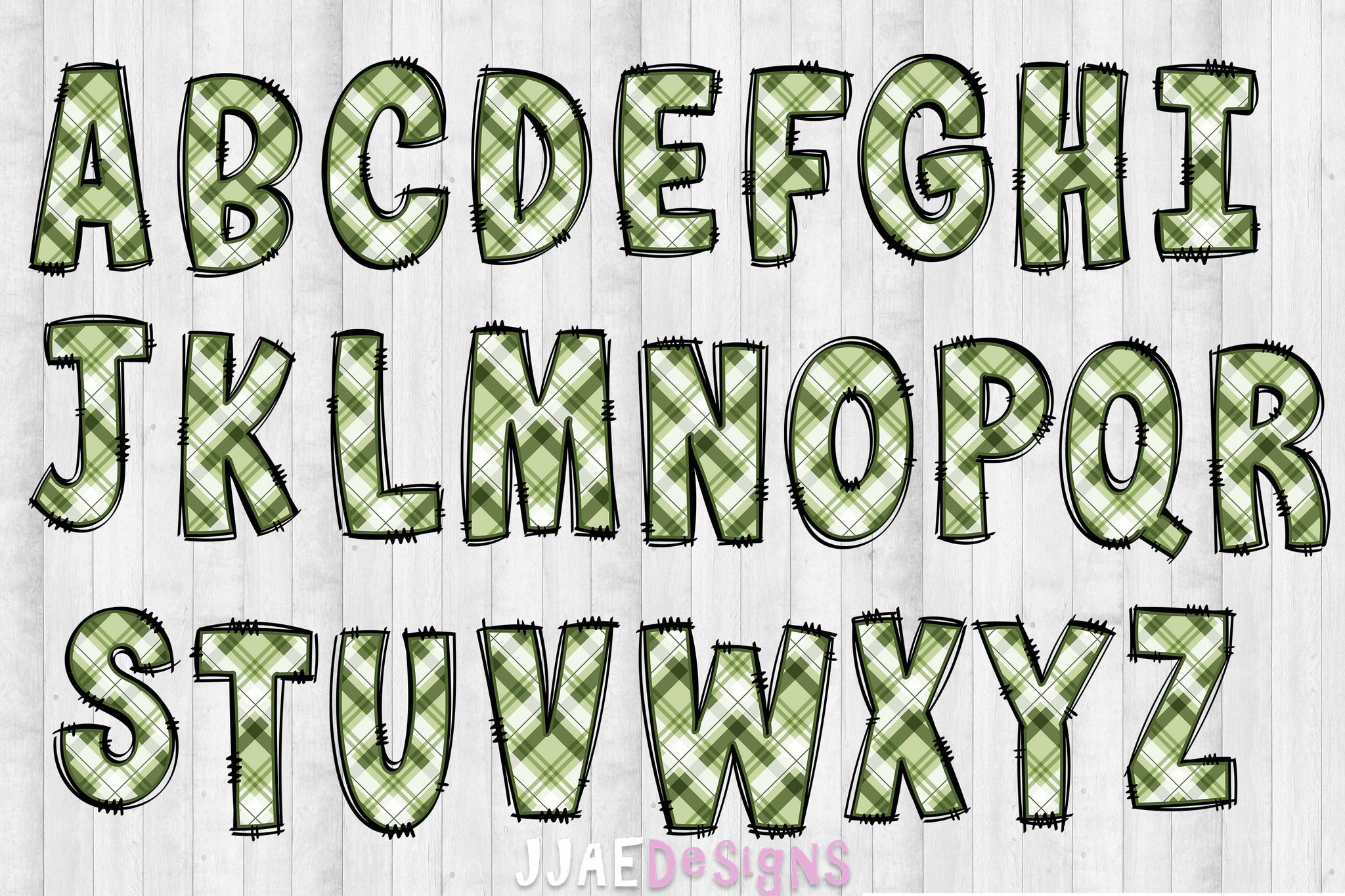 Christmas Plaid PNG Letters