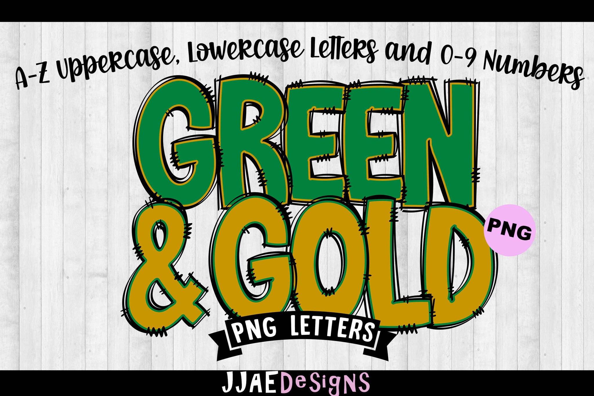 Green & Gold PNG Letters