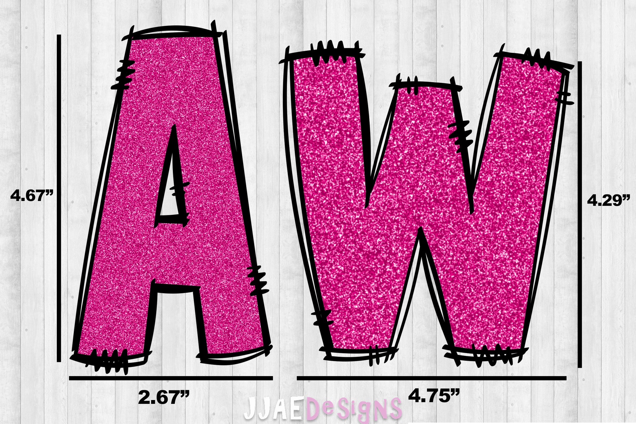 Hot Pink Glitter PNG Letters