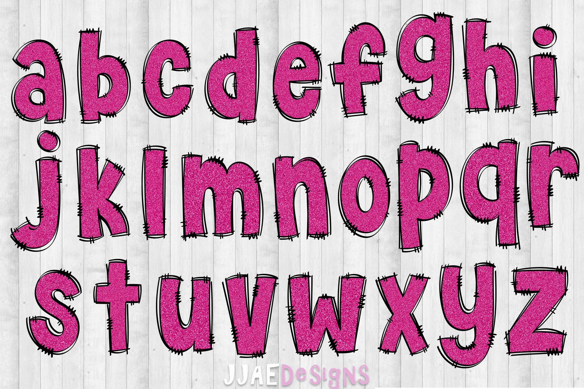 Hot Pink Glitter PNG Letters