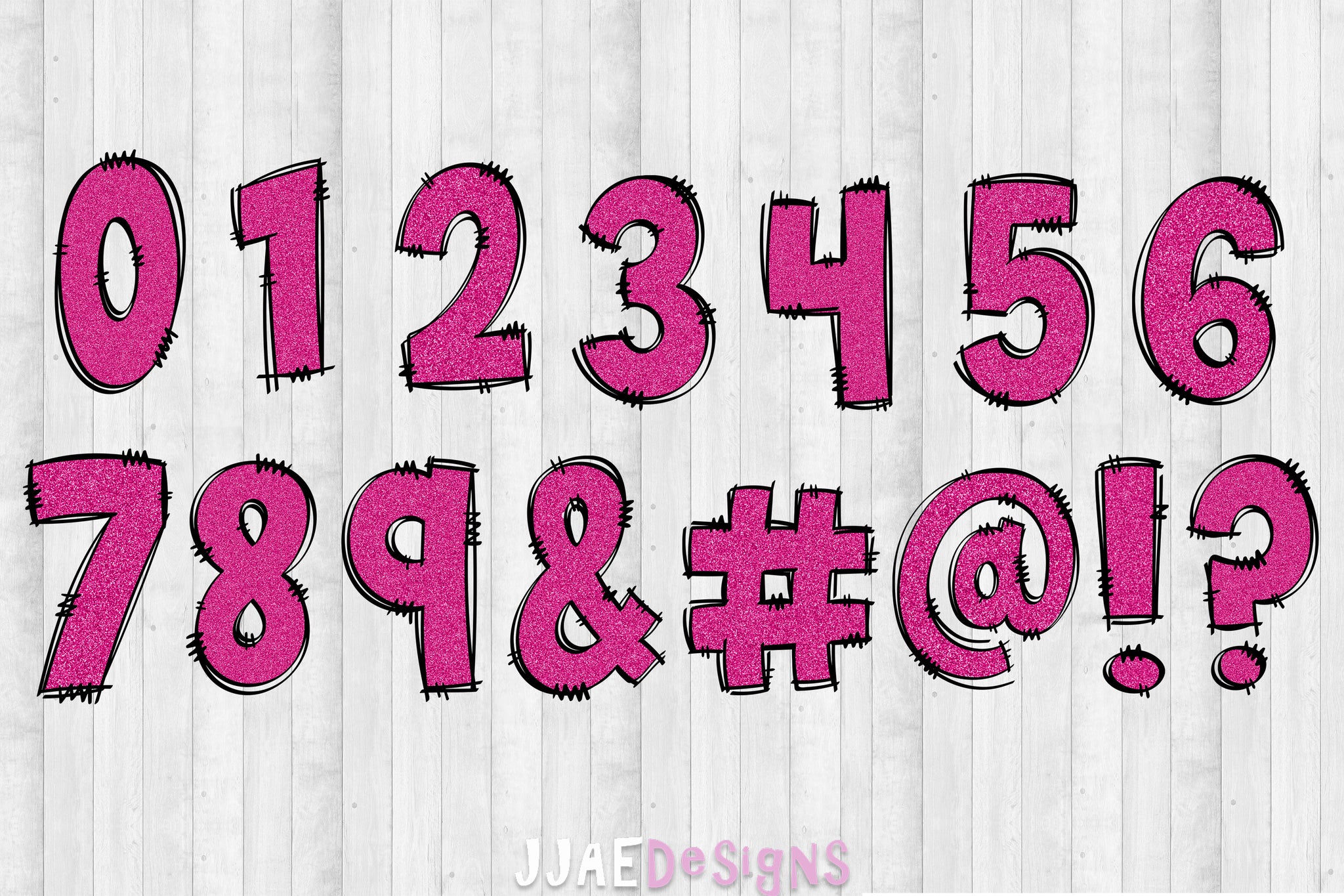 Hot Pink Glitter PNG Letters