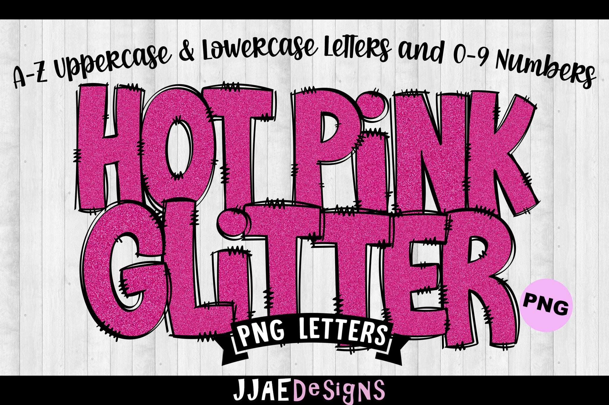 Hot Pink Glitter PNG Letters