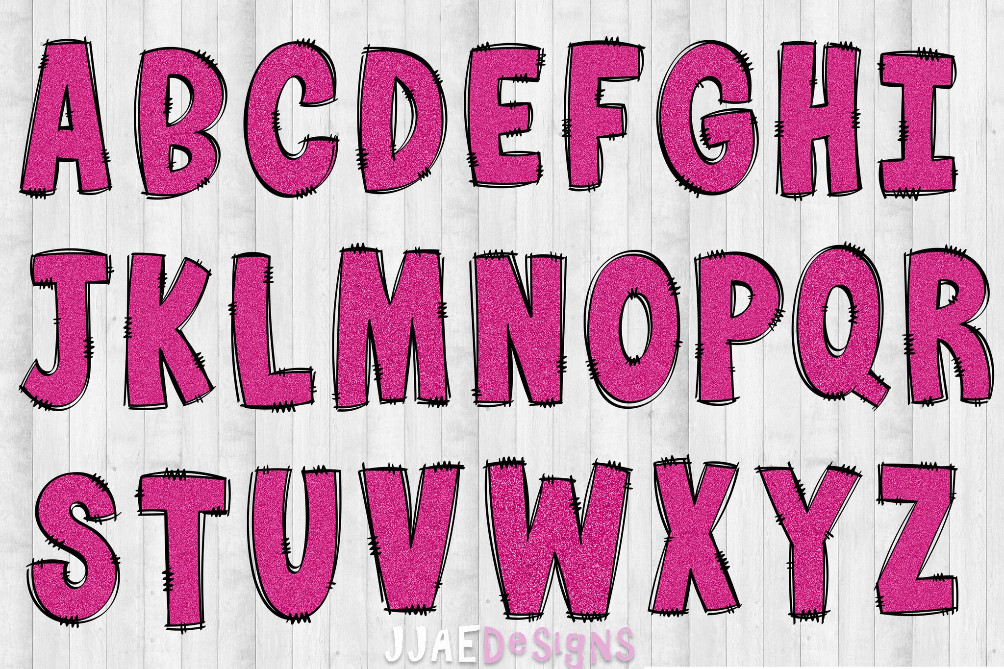 Hot Pink Glitter PNG Letters