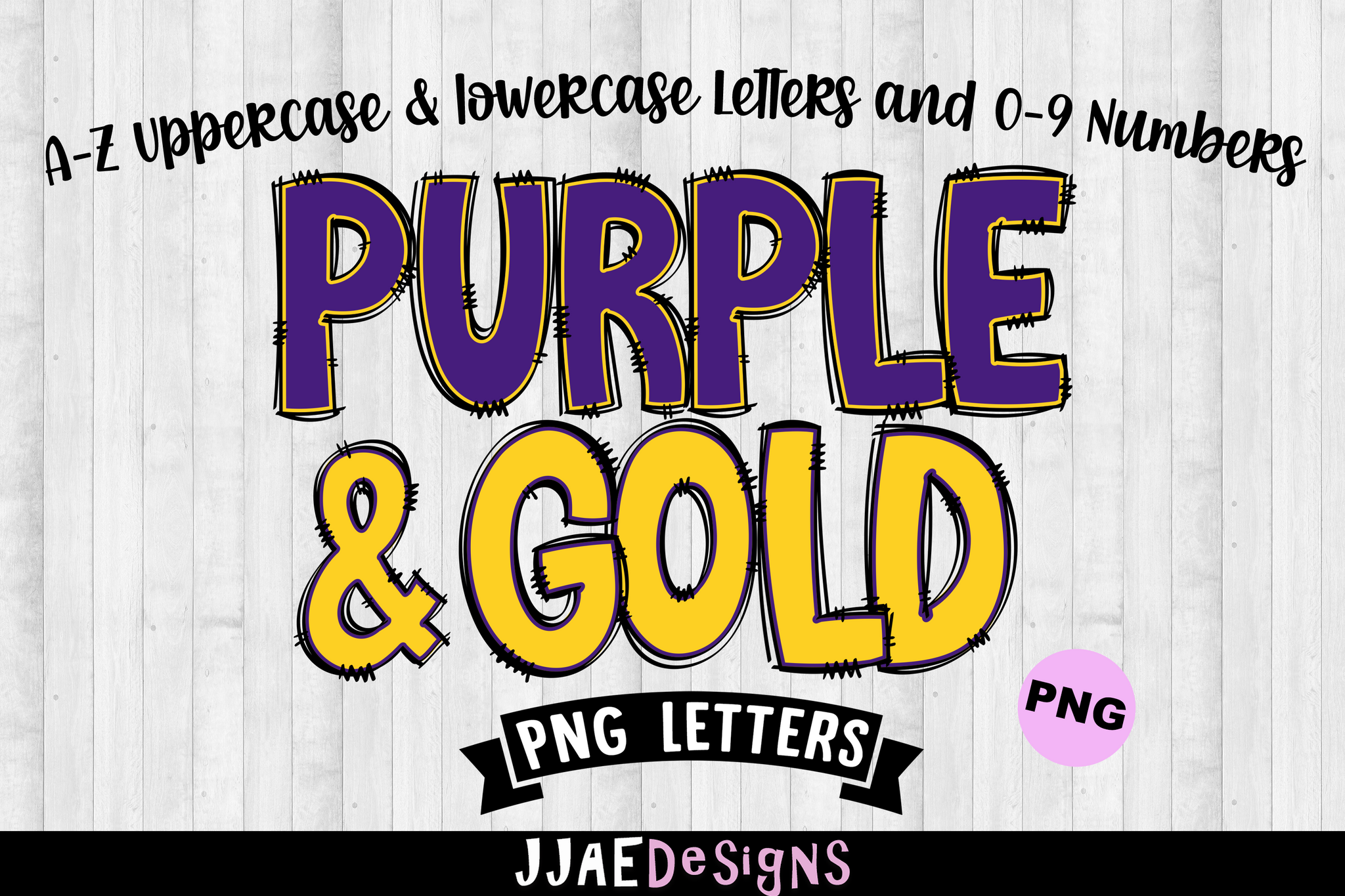 Purple & Gold PNG Letters