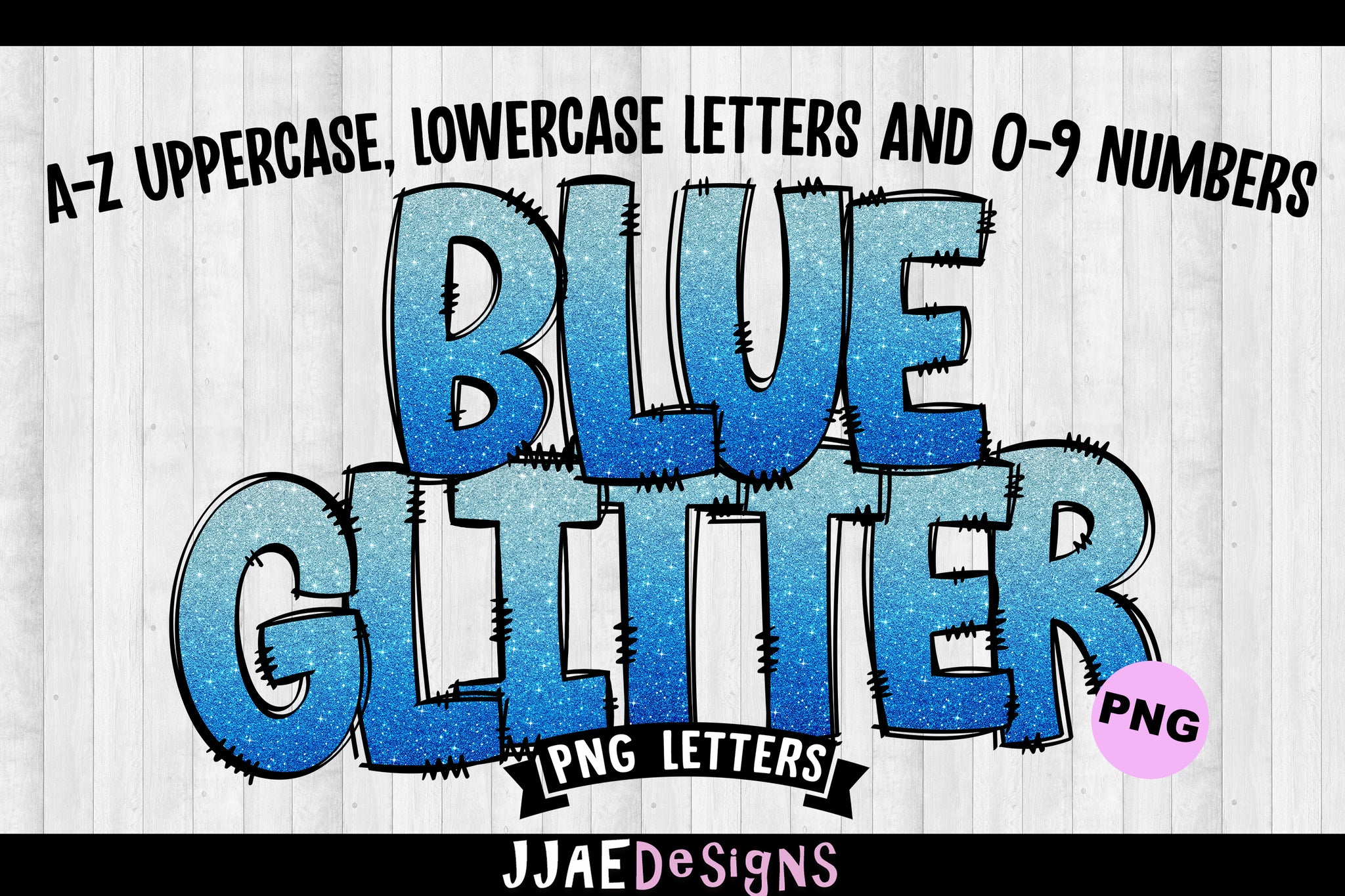 Light Blue Glitter PNG Letters