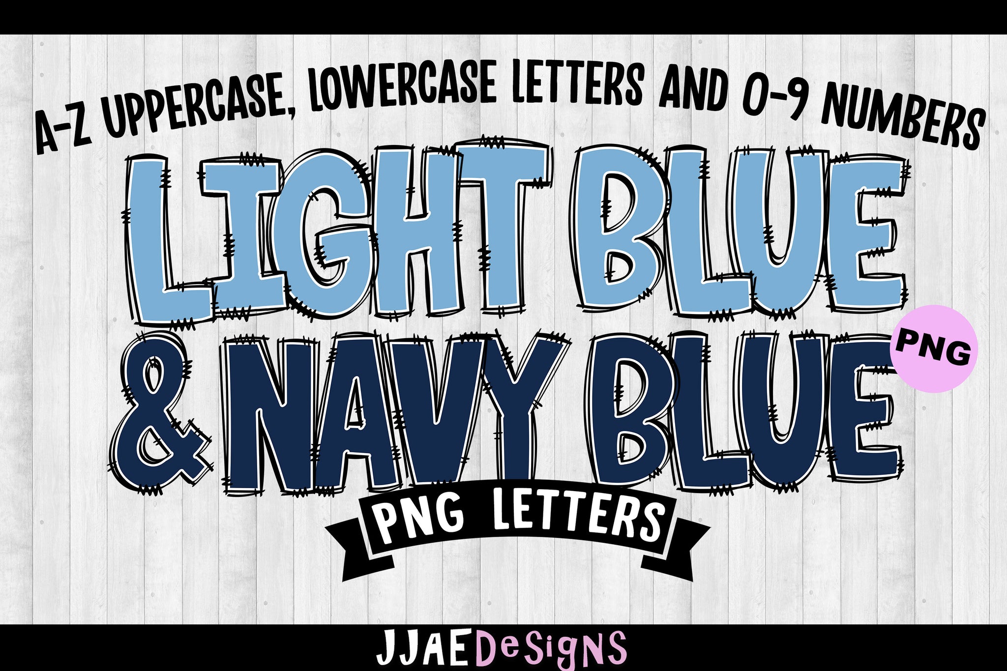 Light Blue & Navy Blue PNG Letters