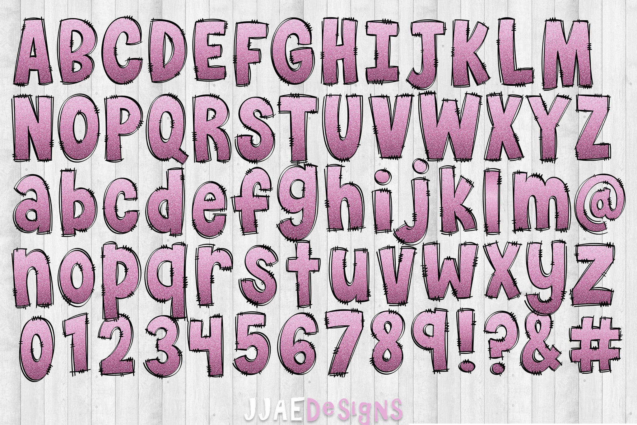 Light Pink Glitter PNG Letters