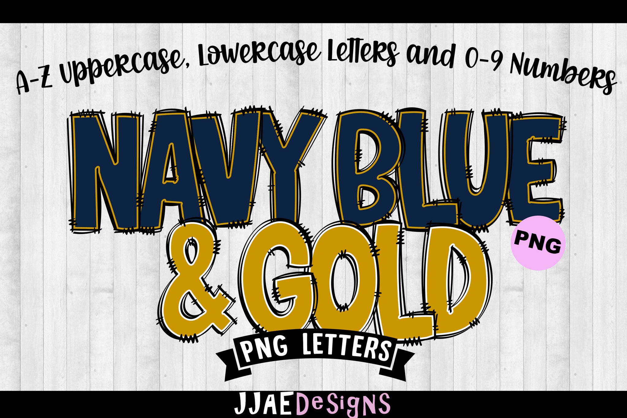 Navy Blue & Gold PNG Letters