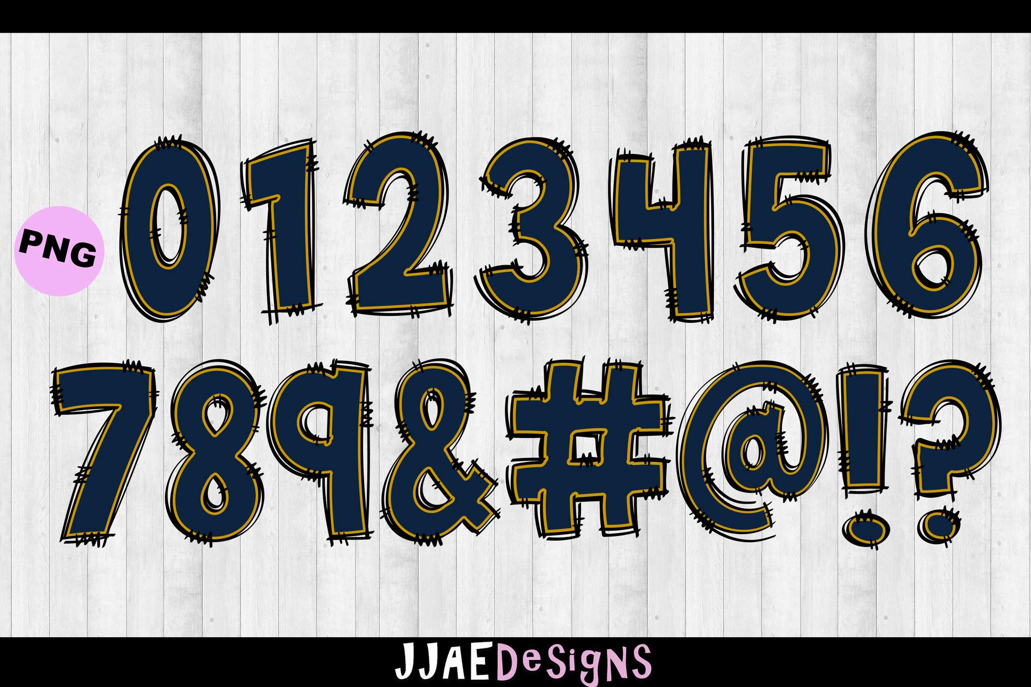 Navy Blue & Gold PNG Letters