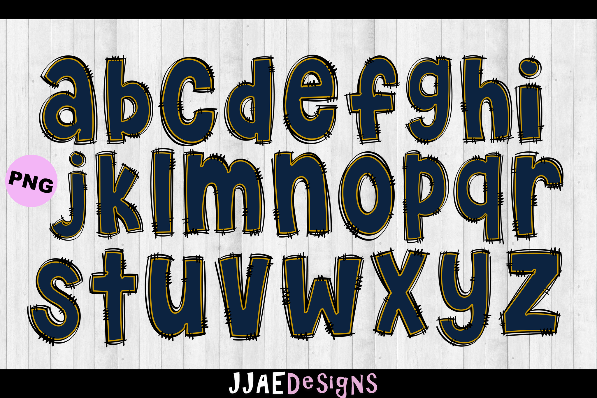 Navy Blue & Gold PNG Letters