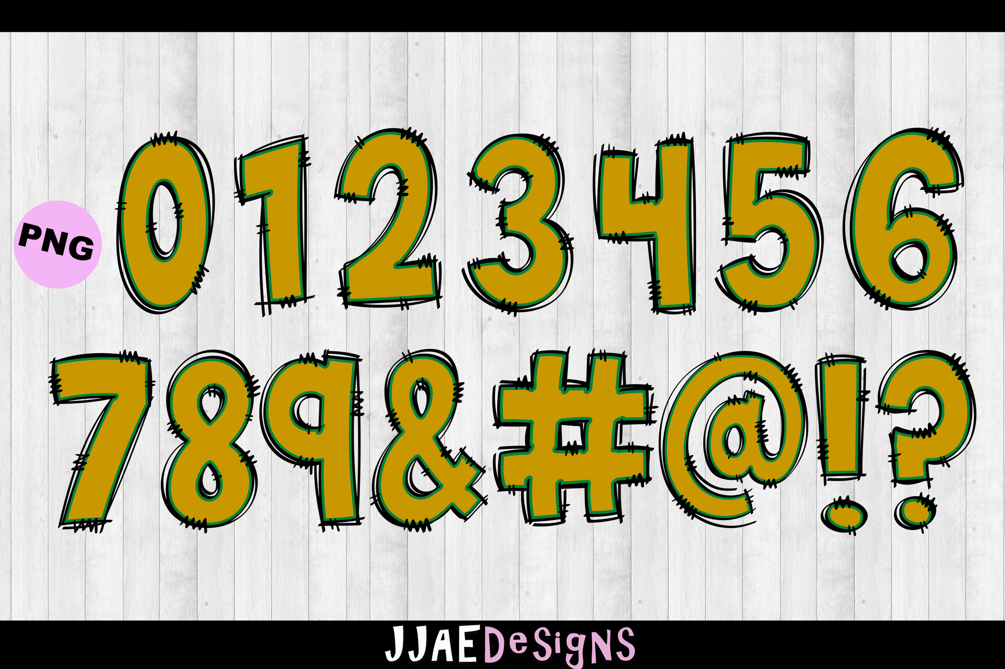 Green & Gold PNG Letters