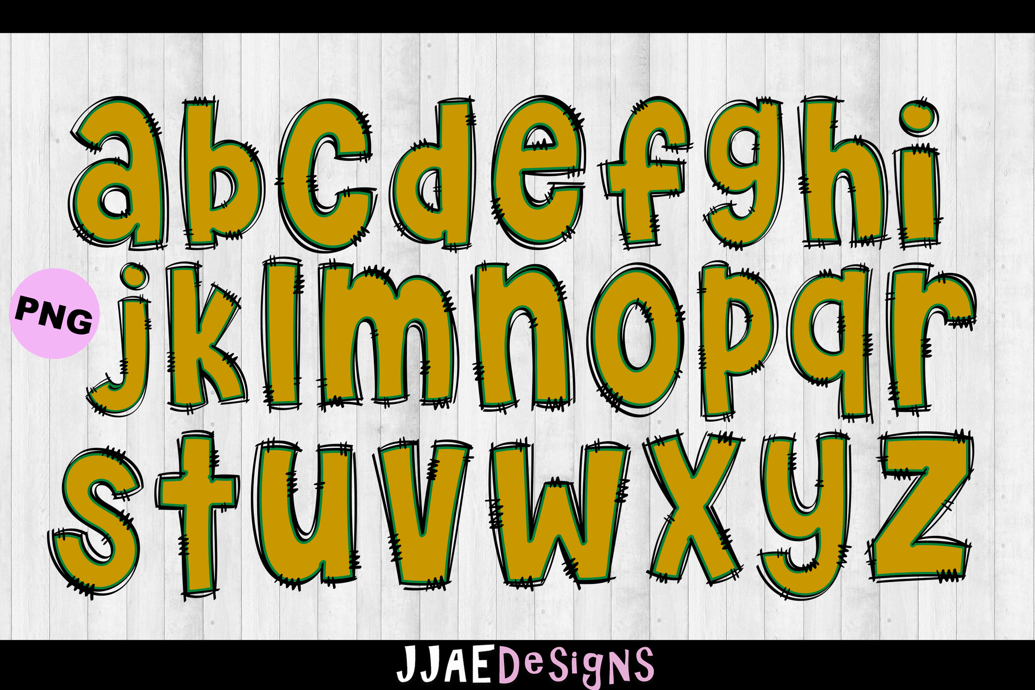 Green & Gold PNG Letters