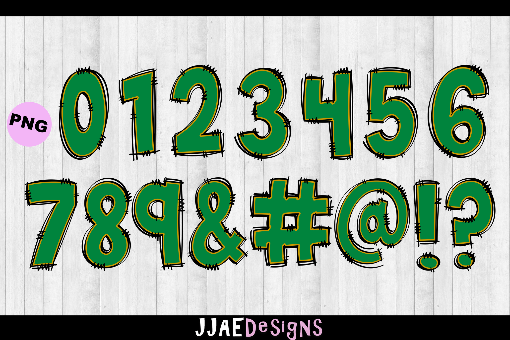 Green & Gold PNG Letters