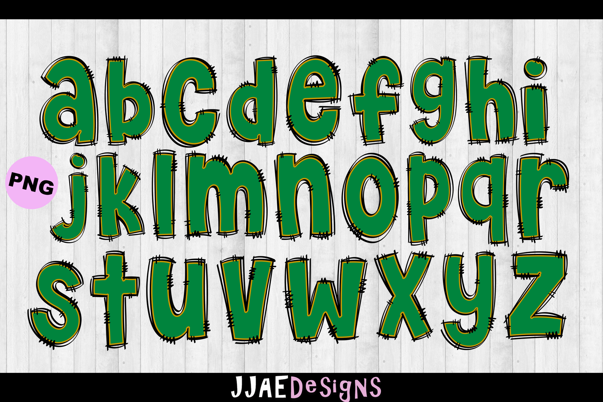Green & Gold PNG Letters