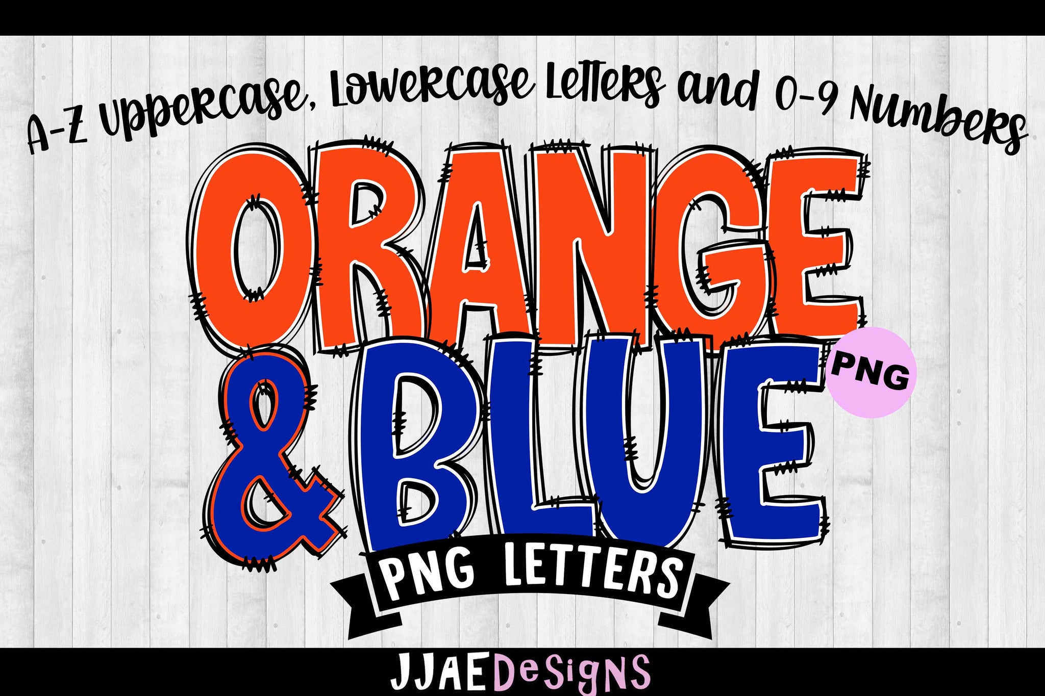 Orange & Blue PNG Letters