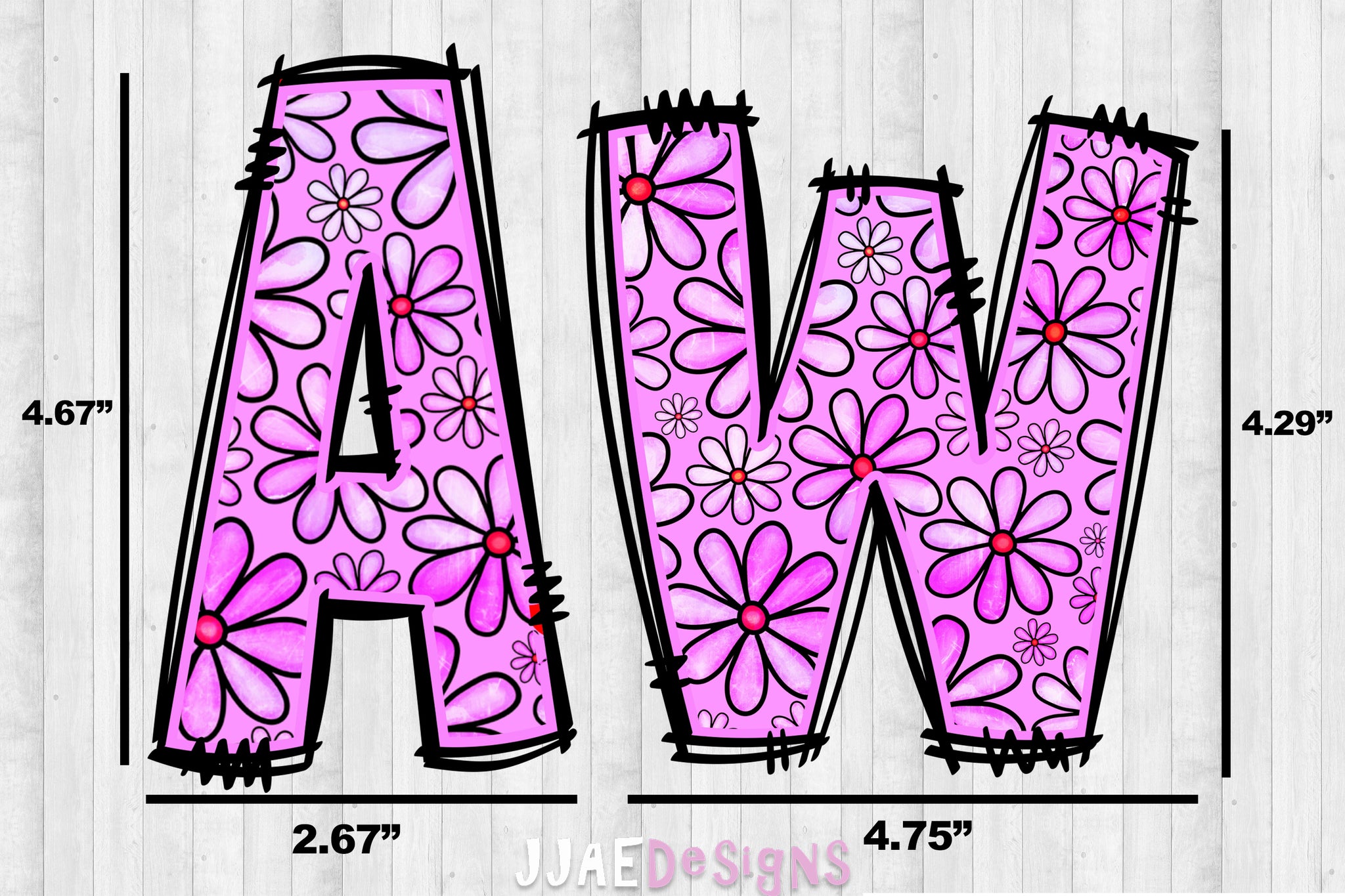 Pink & Purple Floral PNG Letters