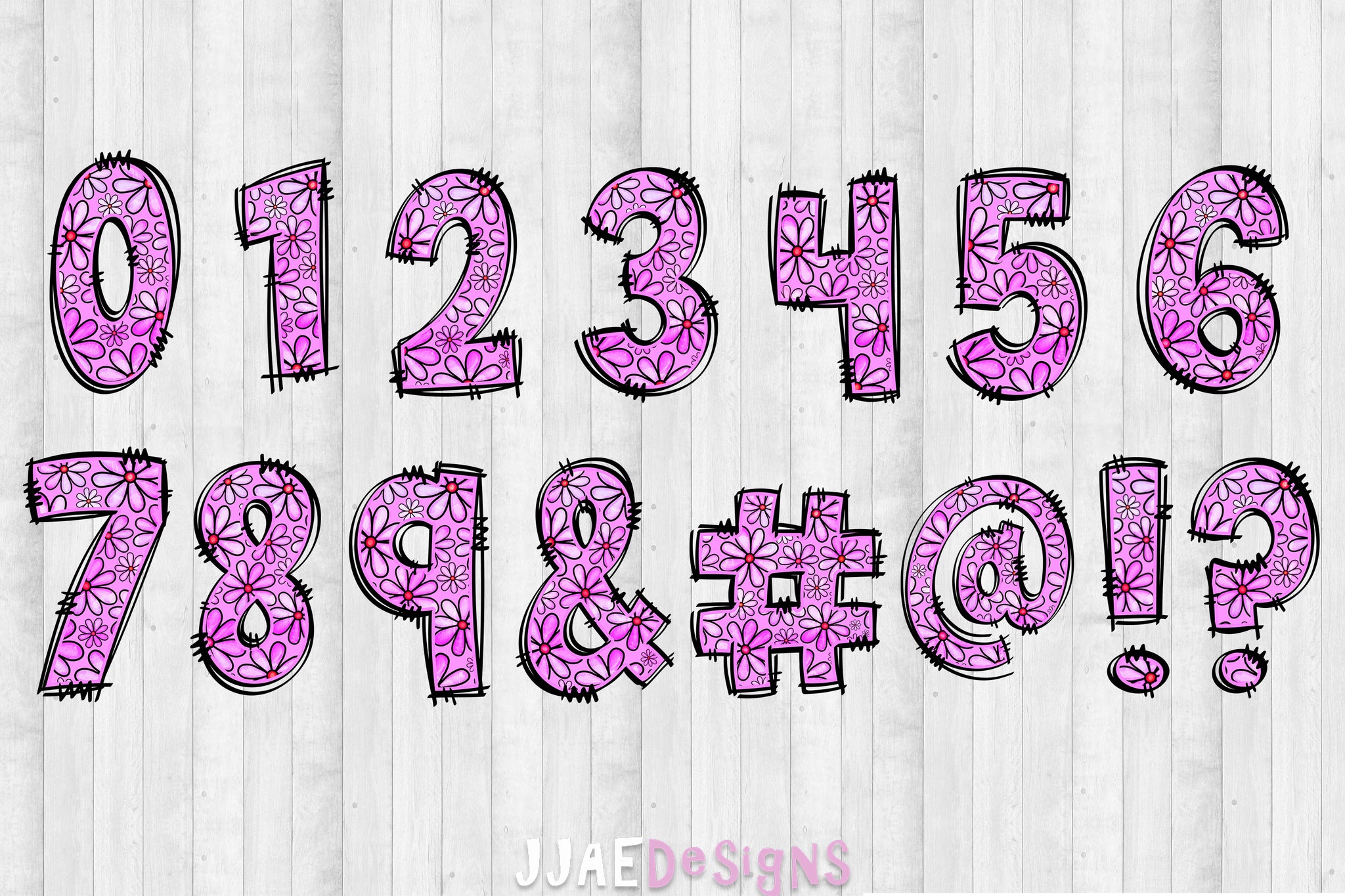 Pink & Purple Floral PNG Letters