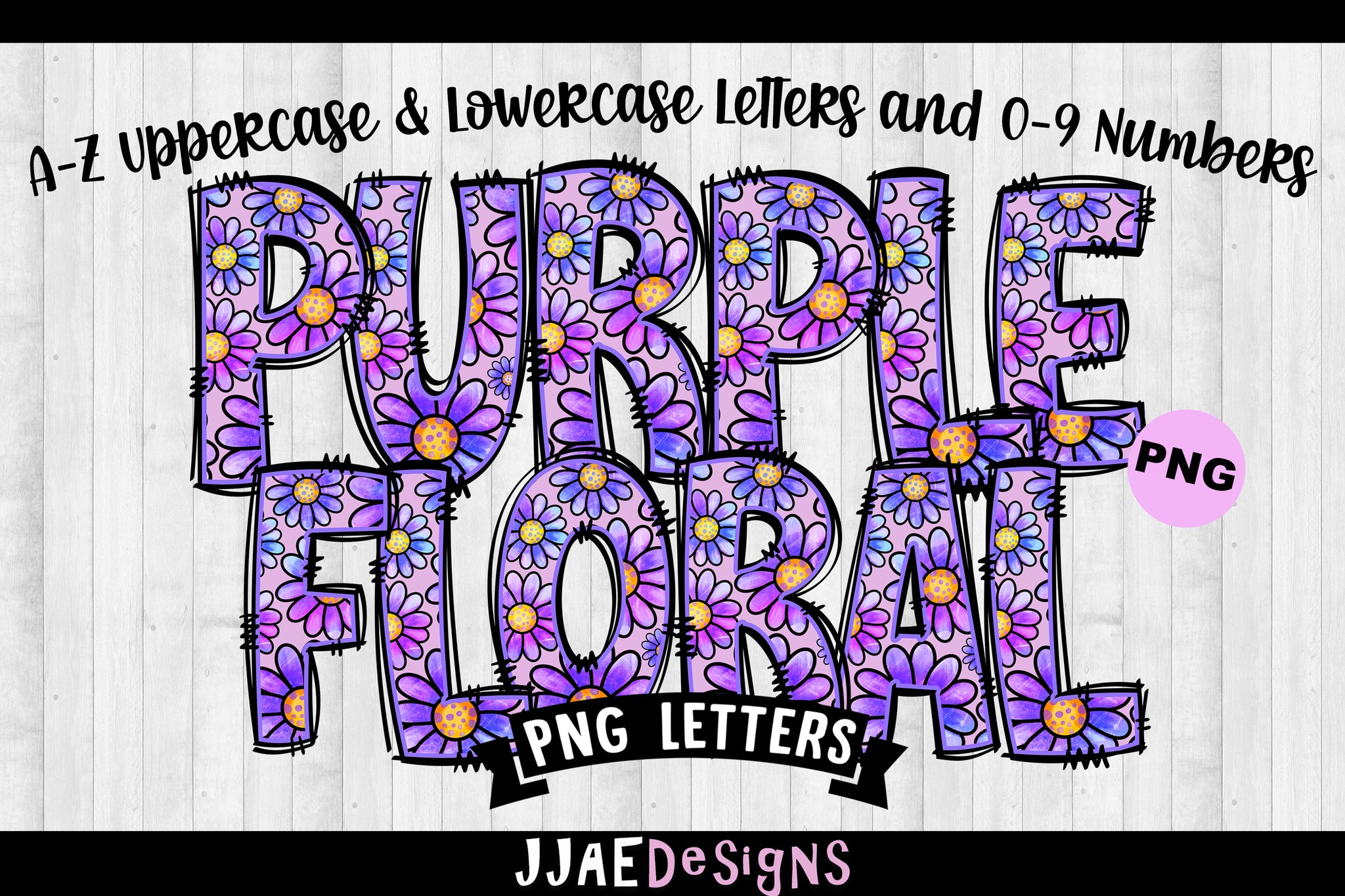 Pink & Purple Floral PNG Letters