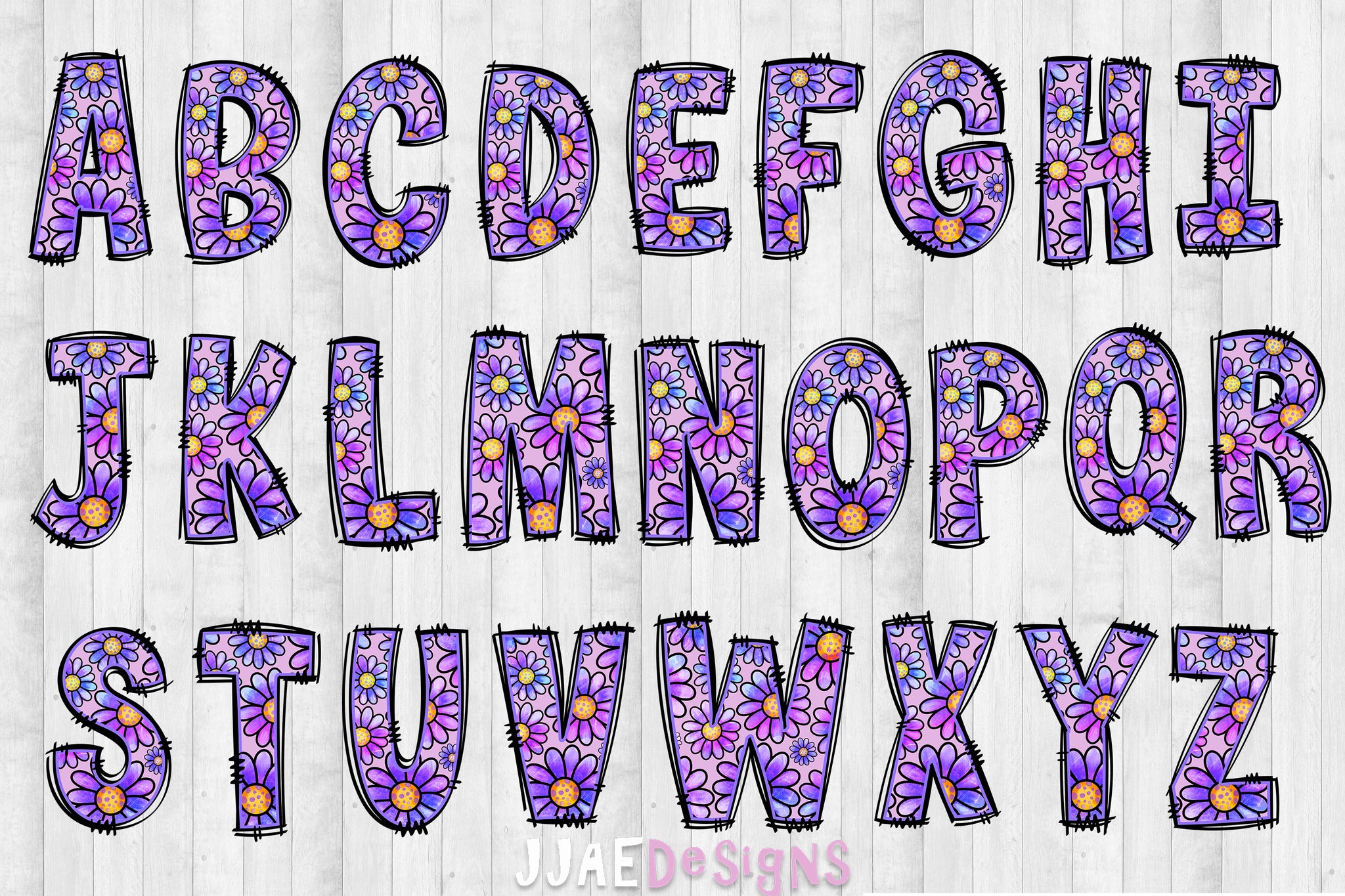 Pink & Purple Floral PNG Letters